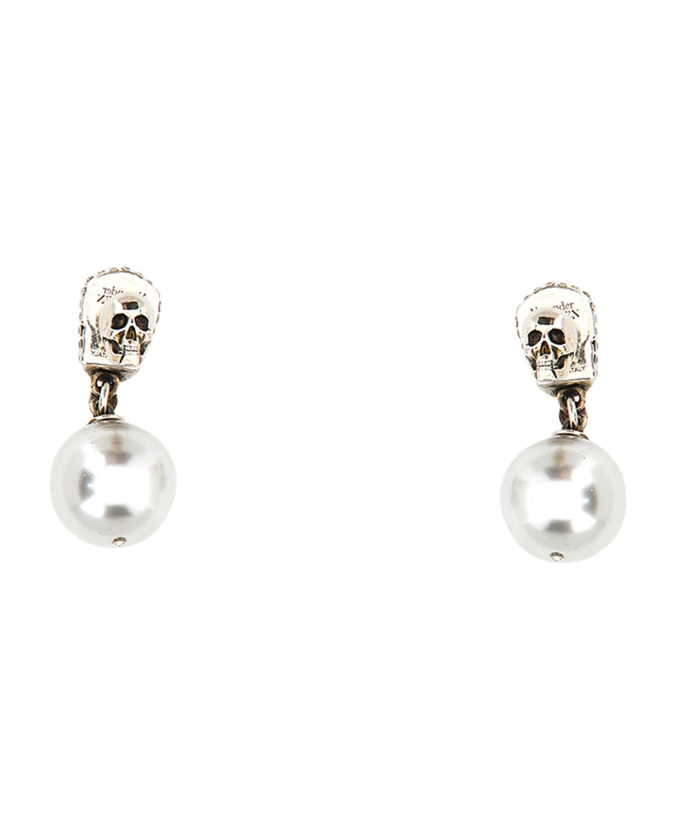 Alexander McQueen Skull Pearl Earrings - Silver イヤリング