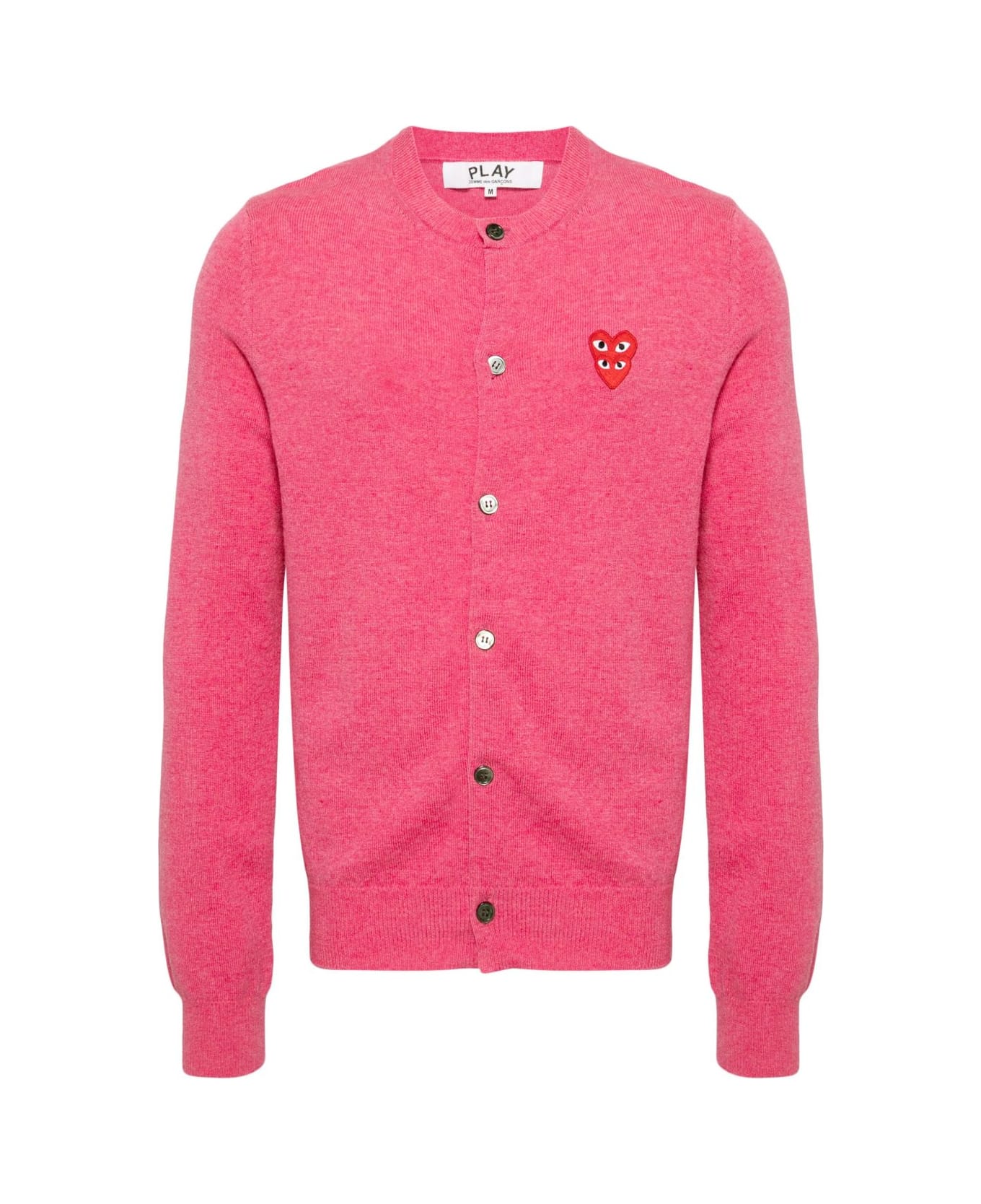 Comme des Garçons Play Wool Cardigan With Heart - Fuchsia
