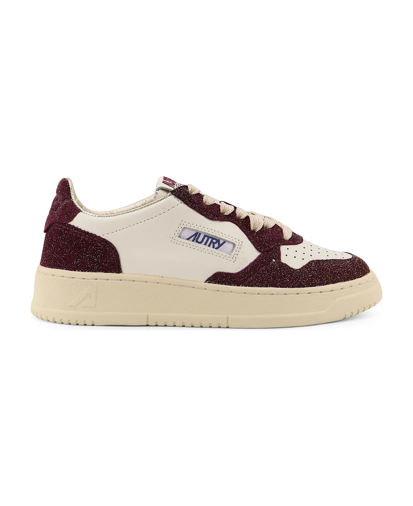 Autry Medalist Low Leather Low-top Sneakers - BIANCO BORDEAUX GLITTER