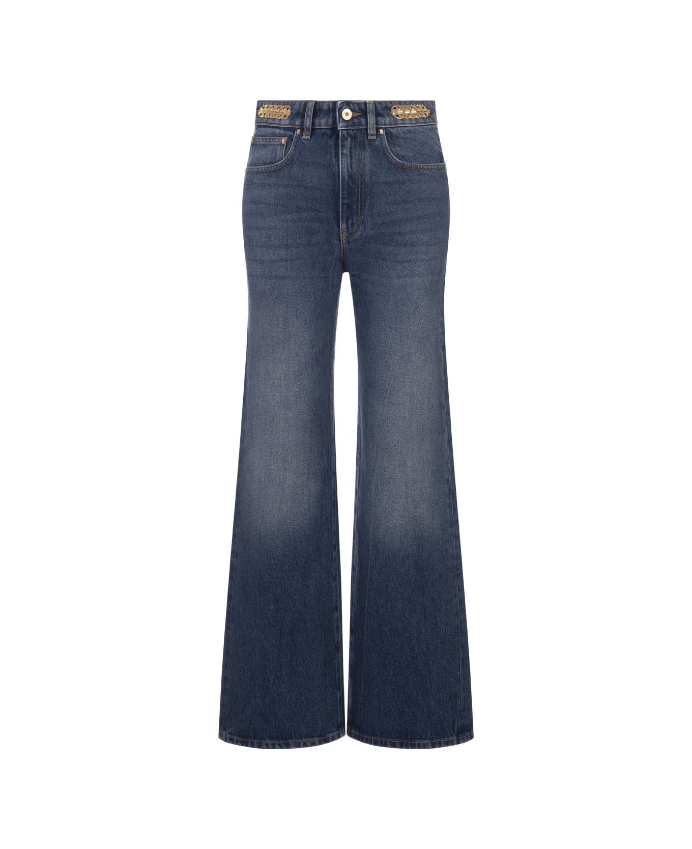 Paco Rabanne Dark Blue Denim Baggy Jeans With Medals - Blue