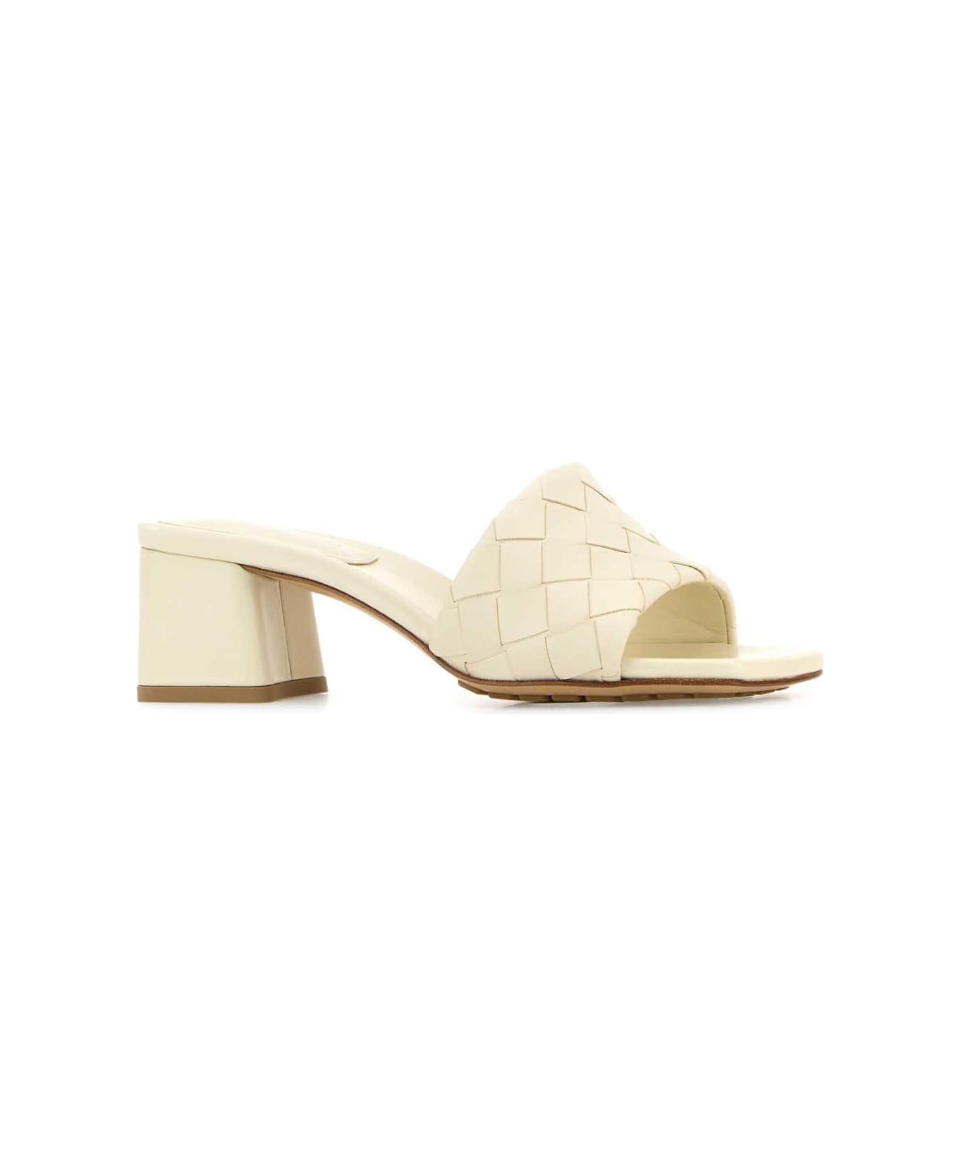 Bottega Veneta Ivory Leather Parco Mules - SEASALT