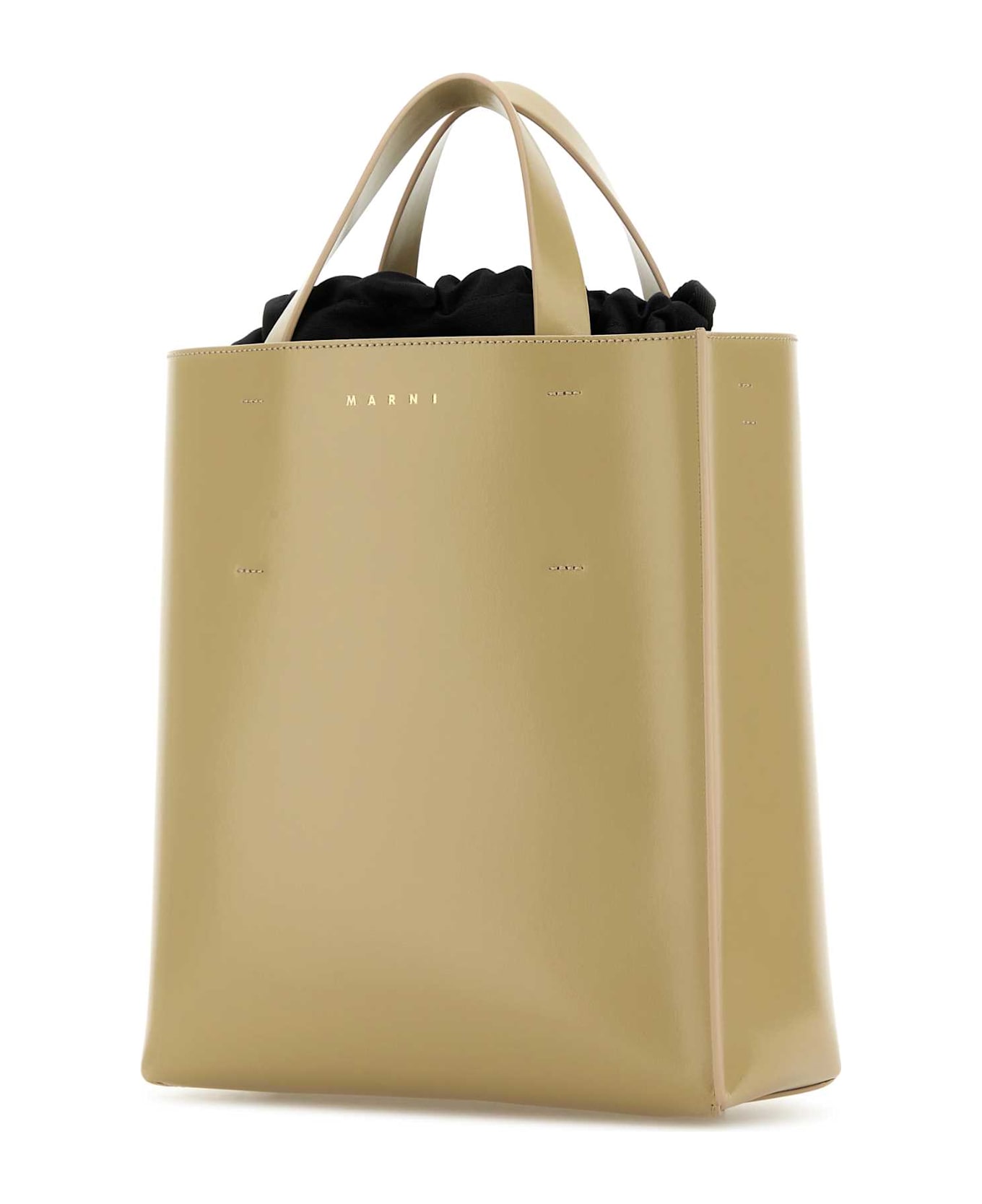 Marni Khaki Leather Small Museo Handbag - WINTERWHEAT
