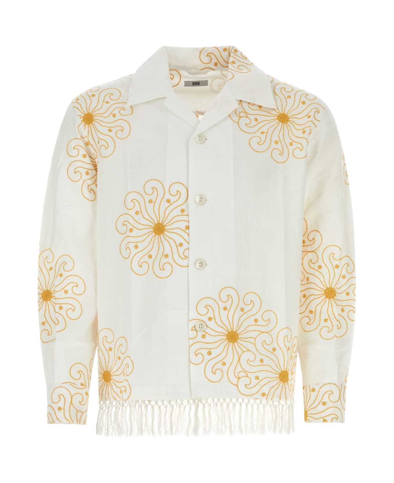 Bode Embroidered Cotton Oversize Soleil Shirt - WHITE