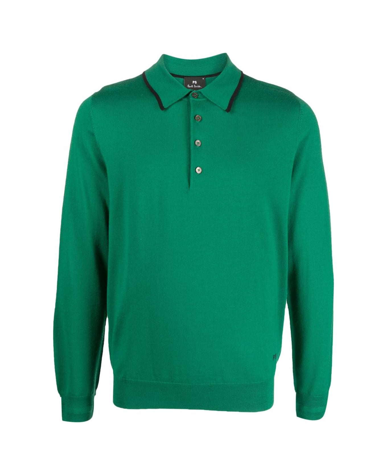PS by Paul Smith Mens Sweater Long Sleeves Polo - Emerald Green