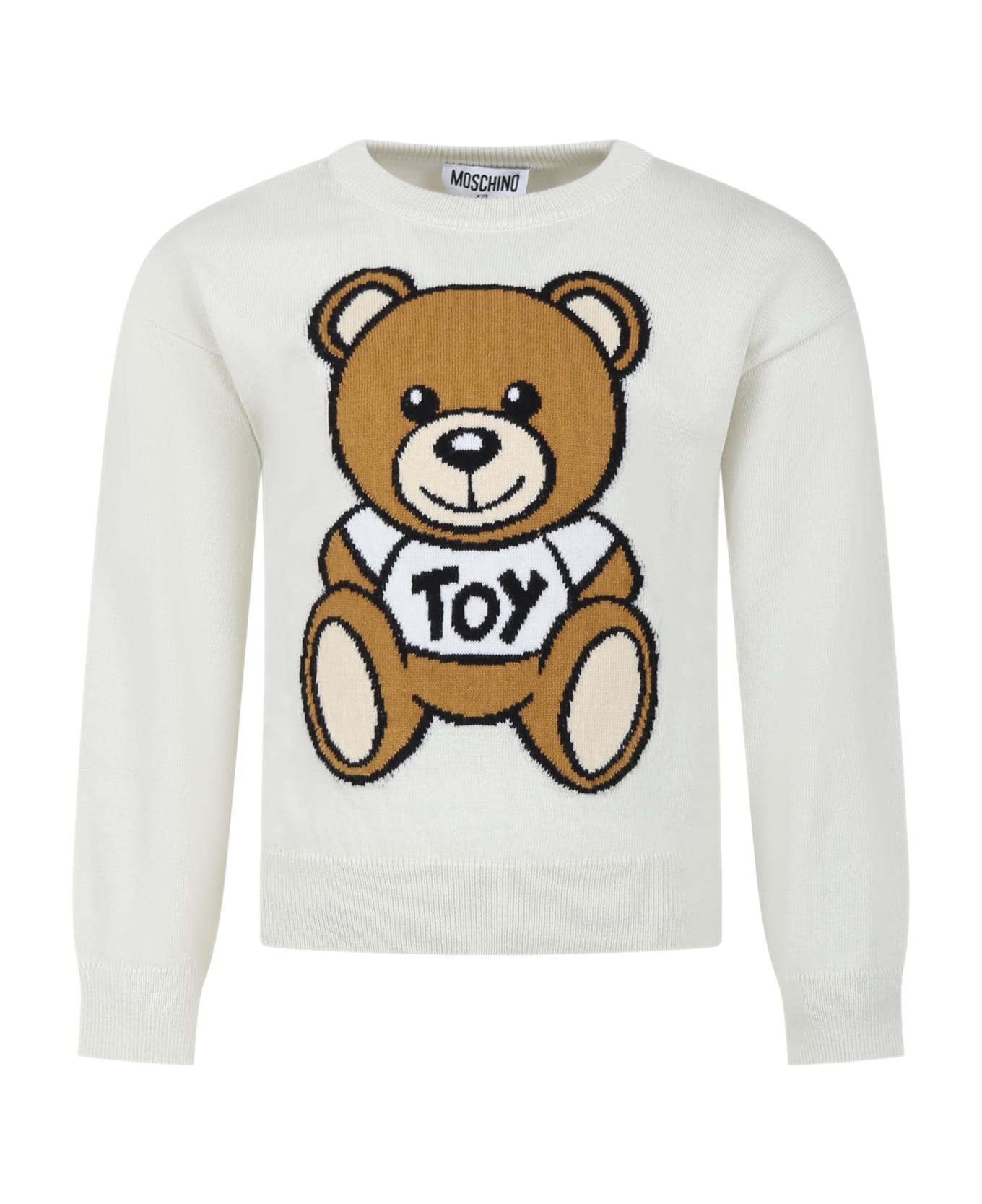 Moschino White Sweater For Kids With Teddy Bear - WHITE ニットウェア＆スウェットシャツ
