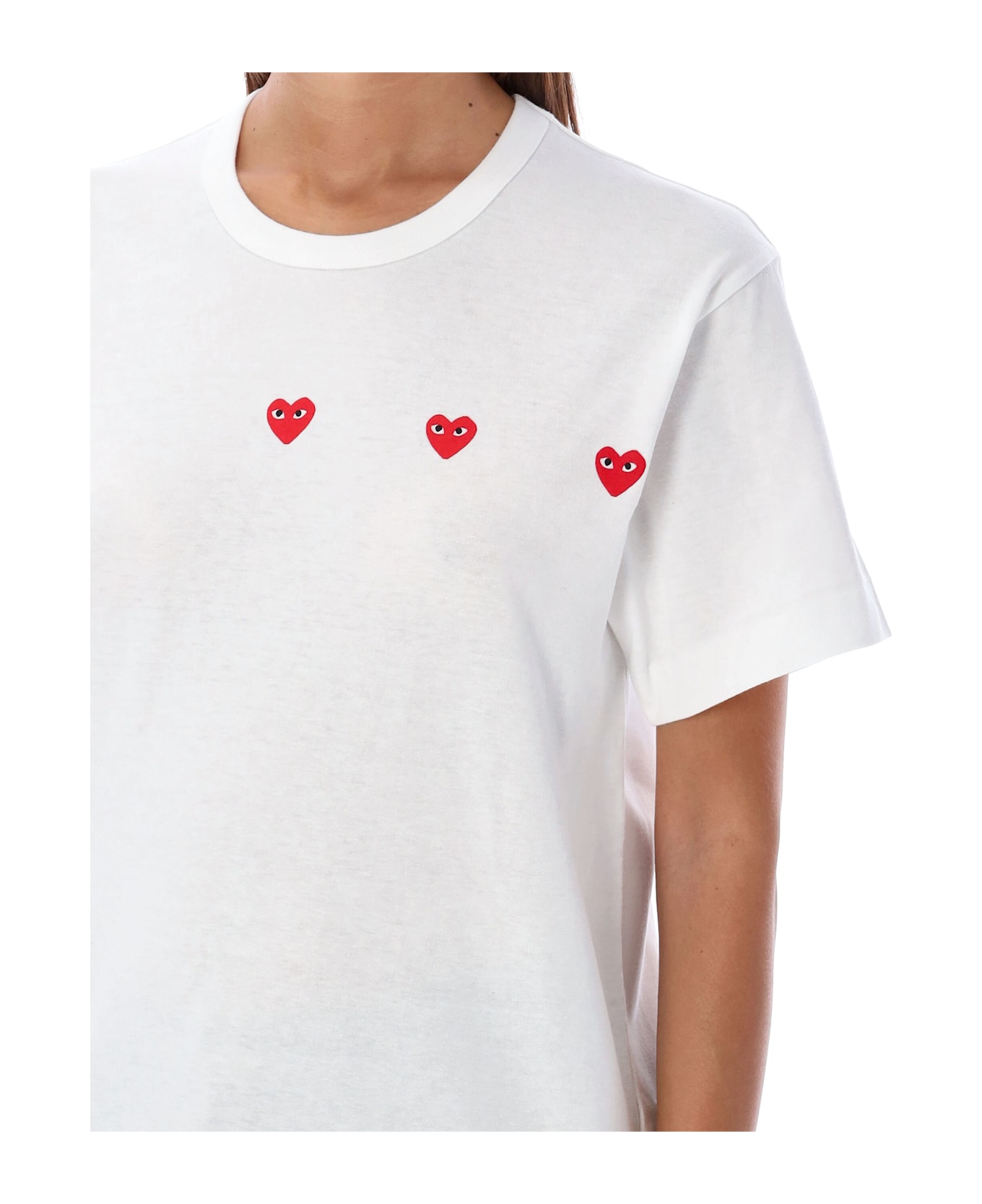 Comme des Garçons Play Three Hearts T-shirt - WHITE