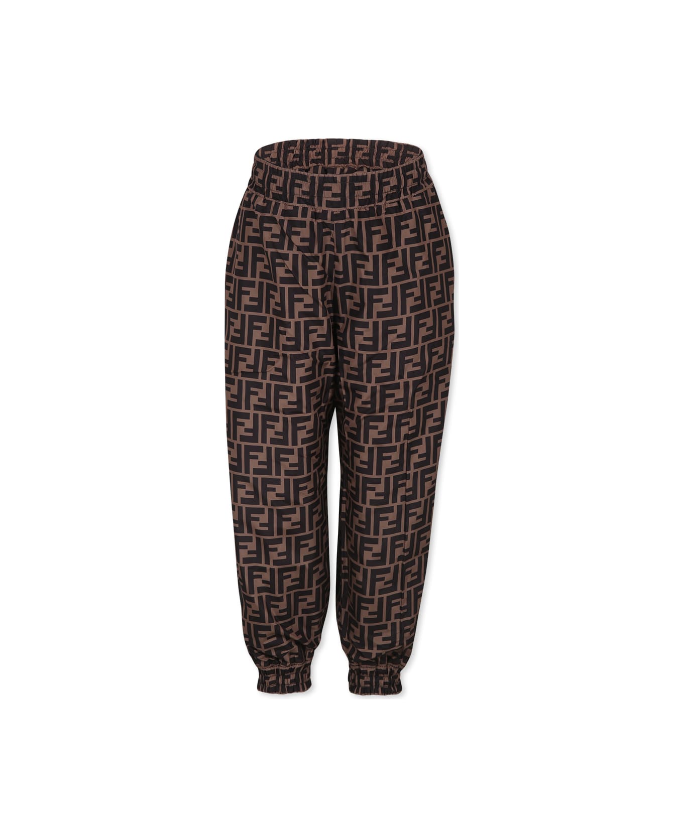 Fendi Brown Reversible Trousers For Kids With Ff - Brown