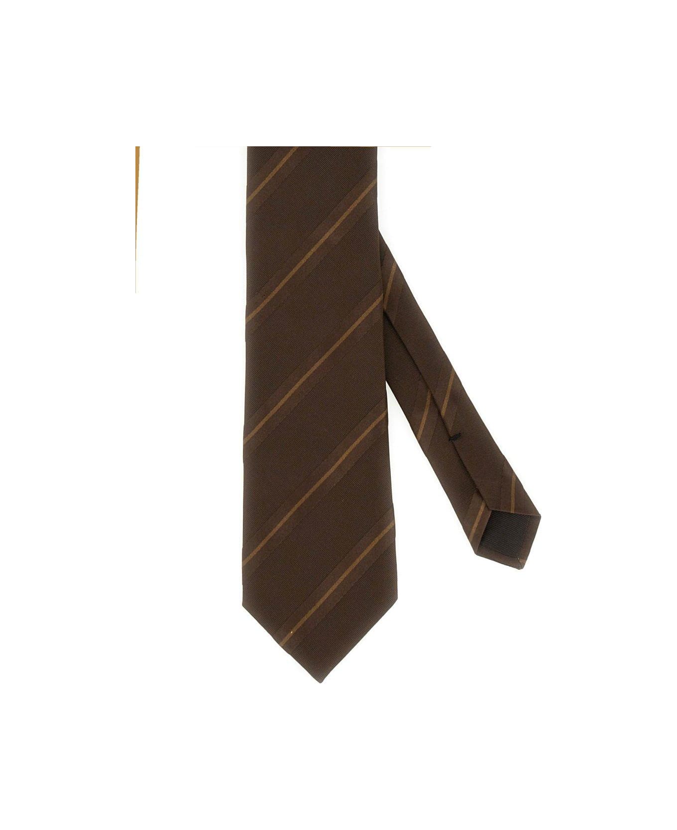 Tom Ford Striped Tie - BROWN