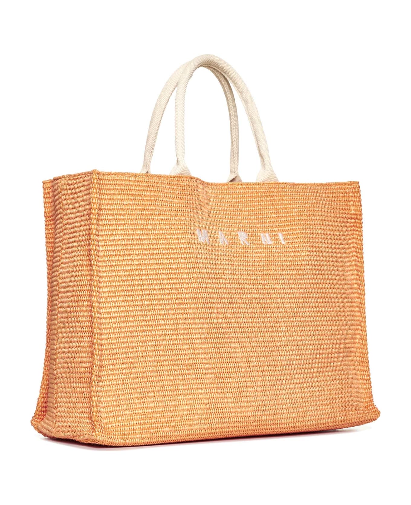 Marni Logo Embroidered Top Handle Bag - Orange
