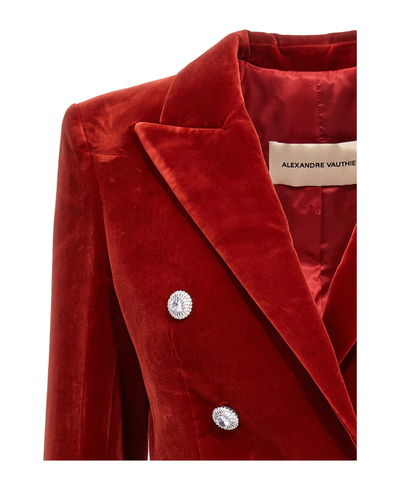 Alexandre Vauthier Double Breast Velvet Blazer Jacket - Red