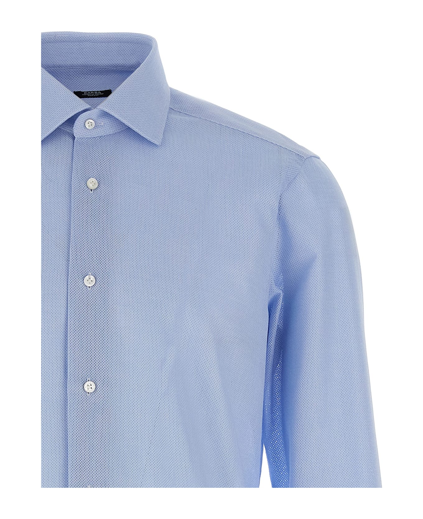 Barba Napoli Honeycomb Cotton Shirt - Light Blue