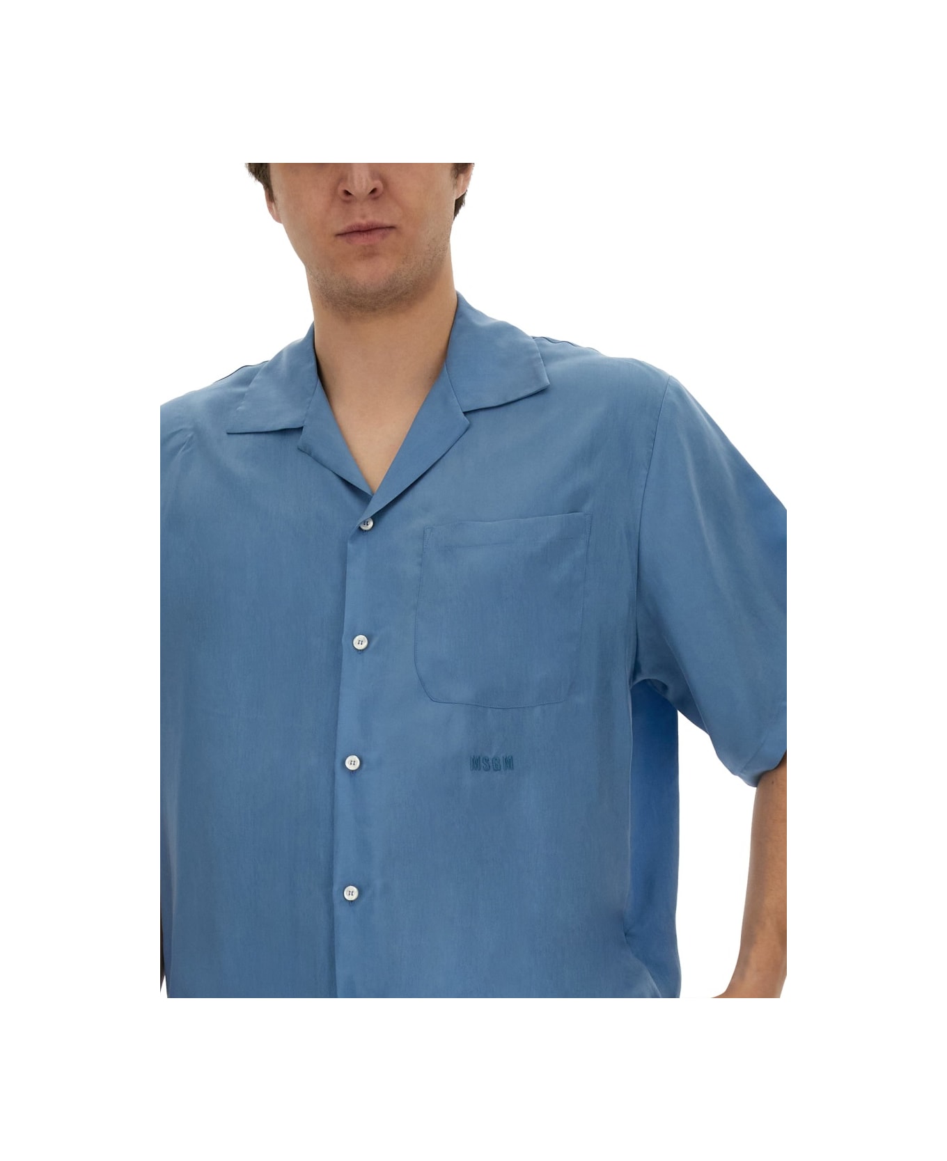 MSGM Cupro Shirt - BLUE シャツ