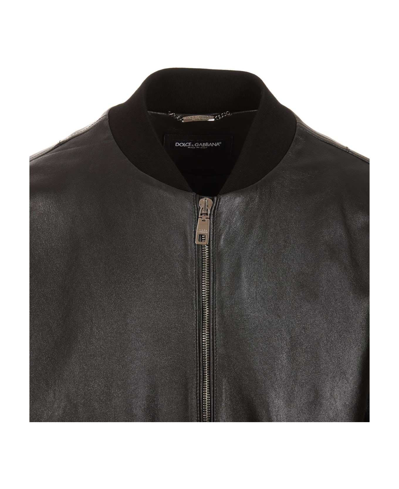 Dolce & Gabbana Logo Leather Jacket - Nero