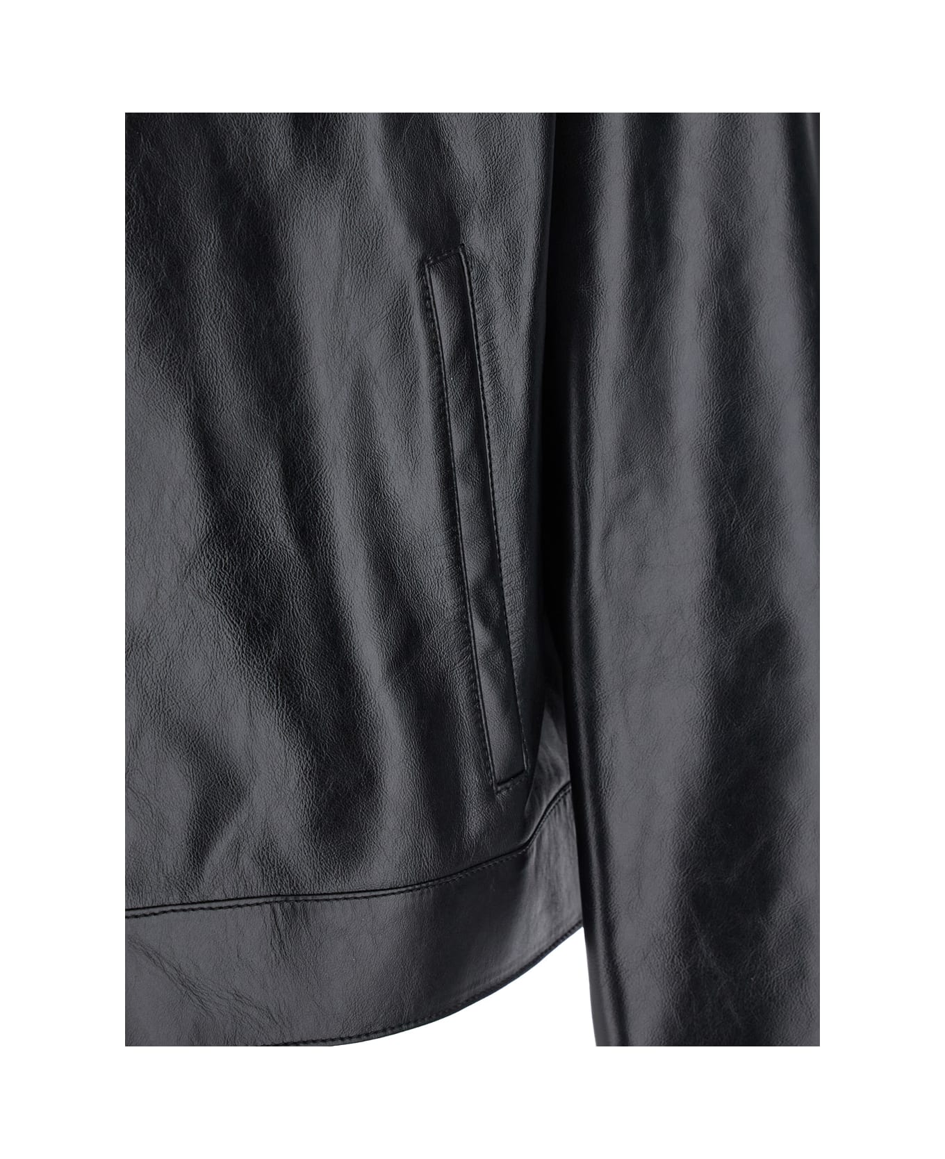 Givenchy Black Jacket With Logo Patch On The Back In Leather Man - Black