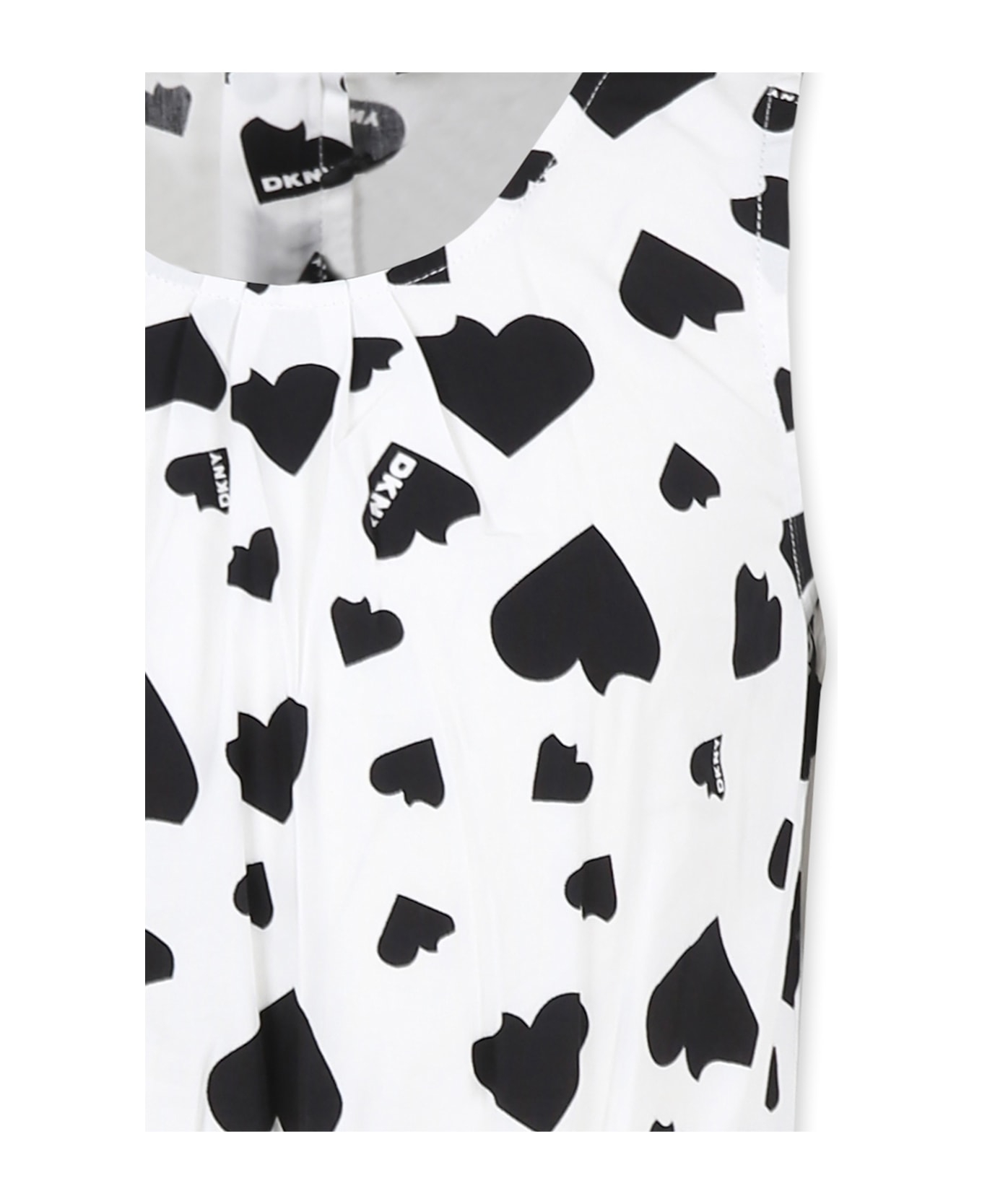 DKNY White Dress For Girl With Hearts - White
