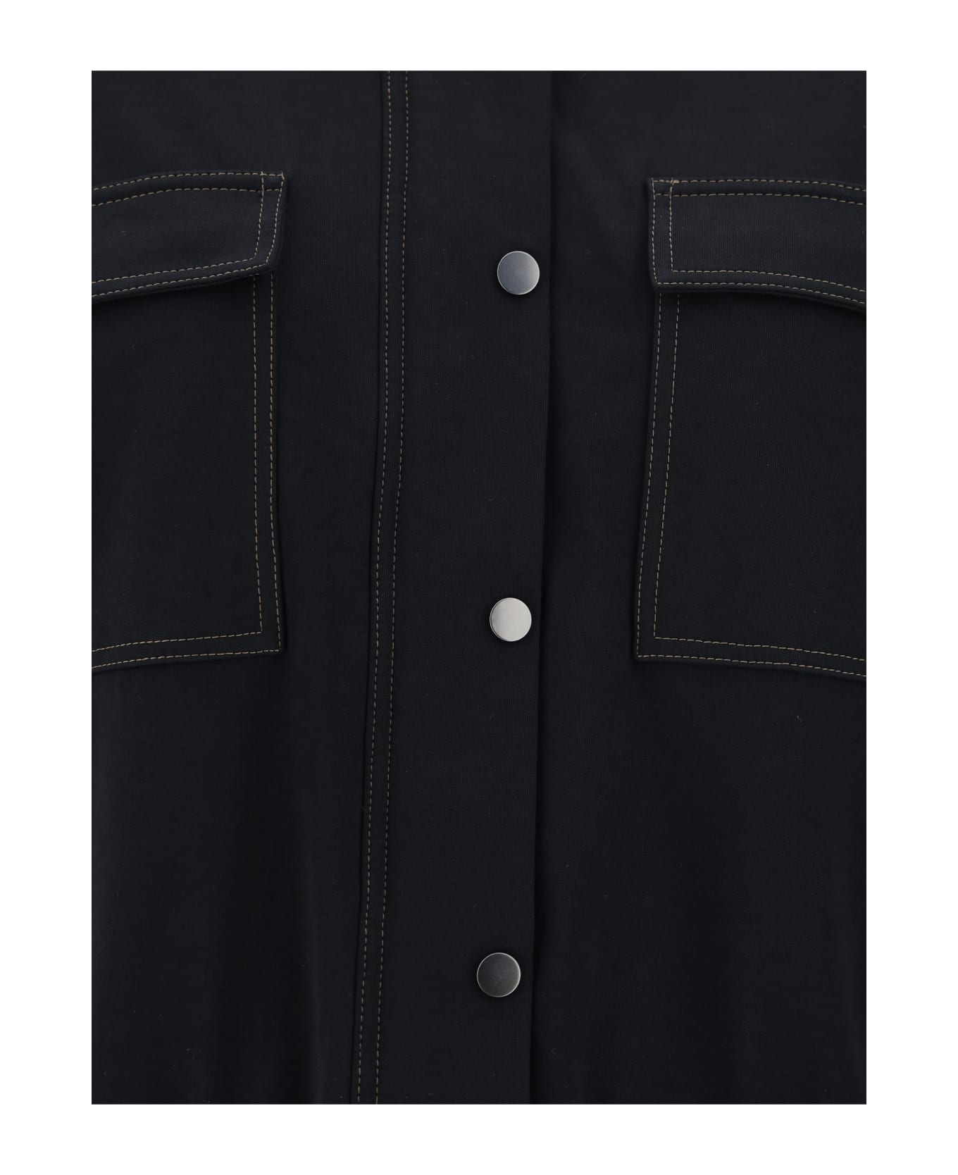 Brunello Cucinelli Lightweight Stretch Cotton Fleece Outerwear With Jewellery - Black