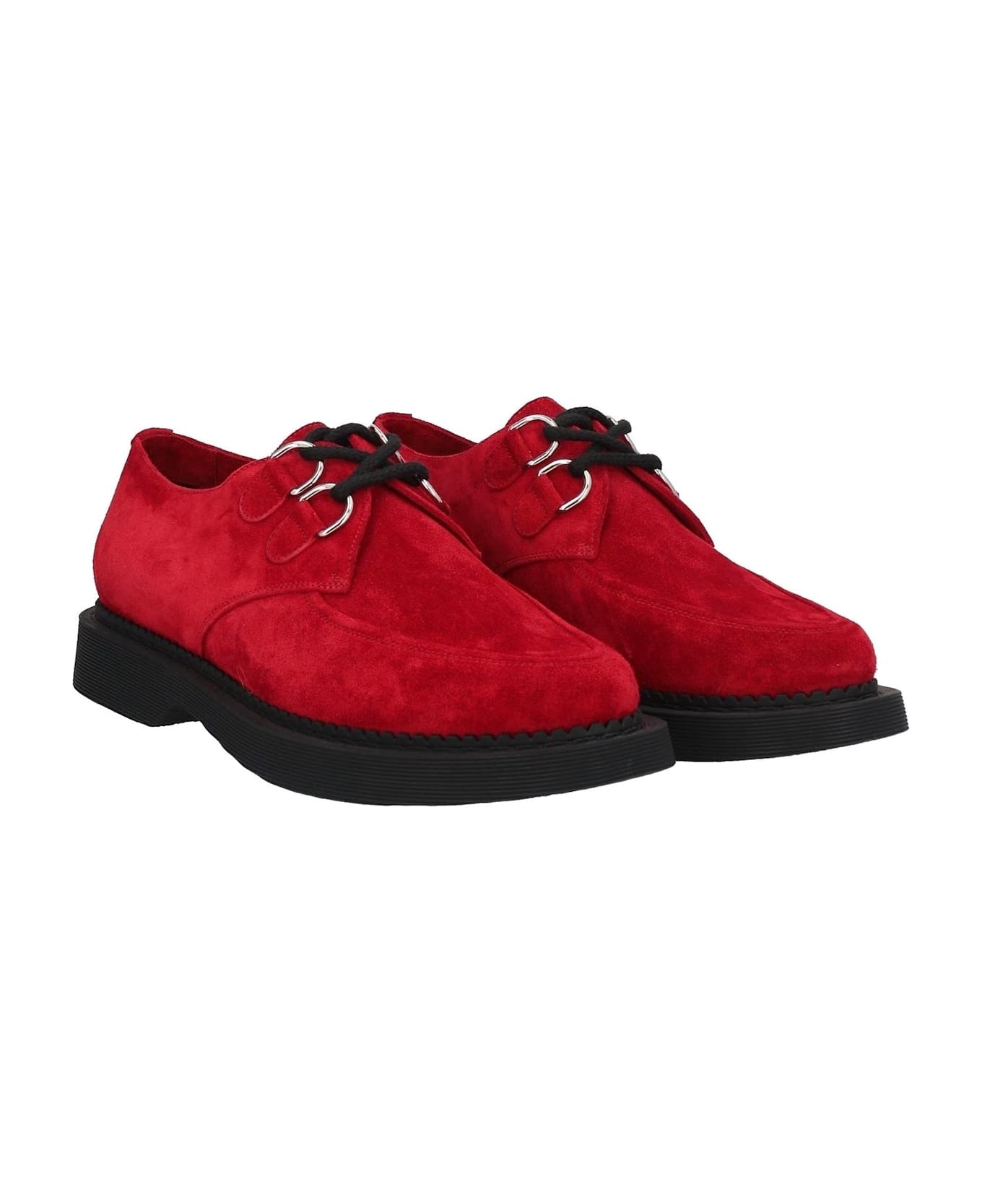 Saint Laurent Teddy Suede Derbies - Red レースアップシューズ