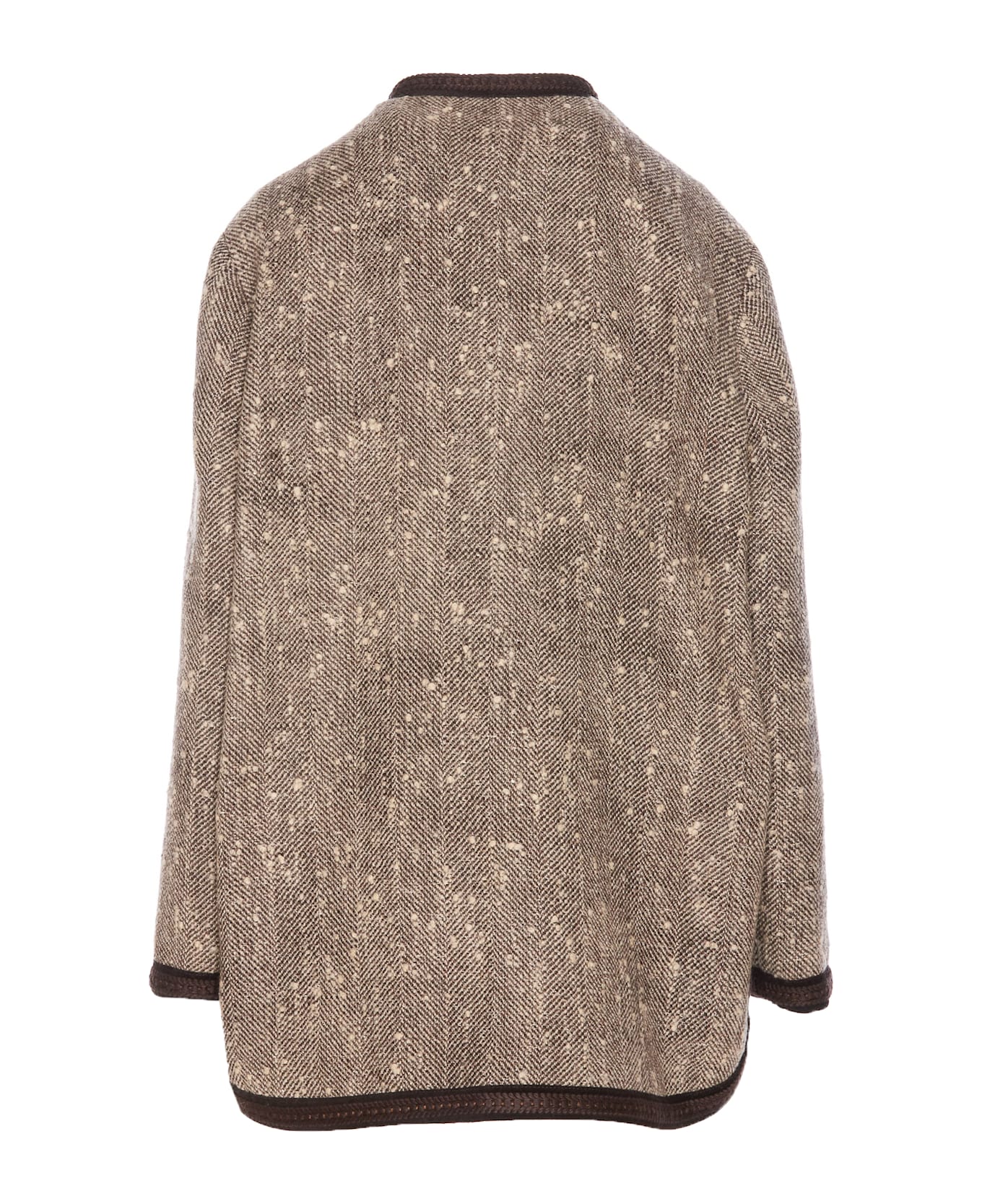 Valentino Garavani Contrasting Trim Coat - Brown
