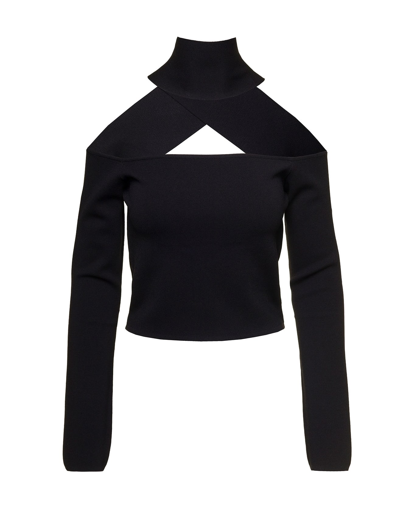 GAUGE81 'molins' Black Top With Choker Detail And Extra Long Sleeves In Rayon Blend Woman Gauge81 - Black