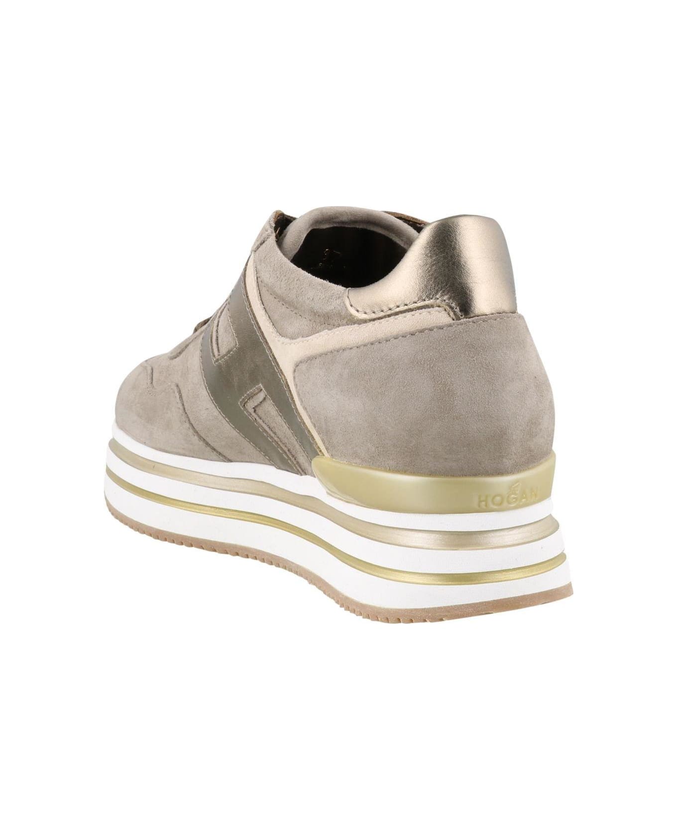 Hogan Midi H222 Platform Sneakers - BROWN, gold