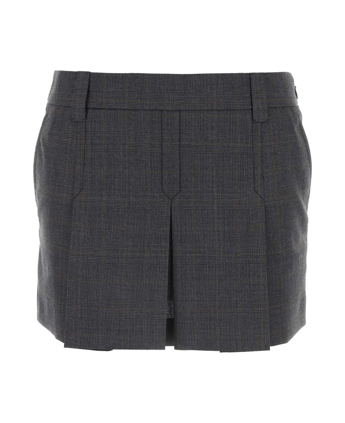 Miu Miu Glencheck Mini Skirt - ARDESIA