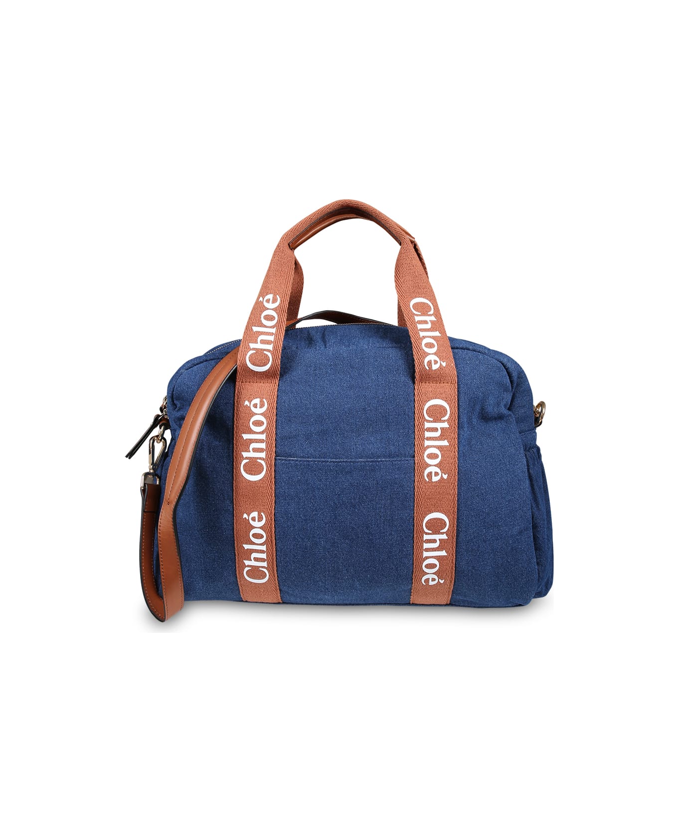 Chloé Blue Changing Bag For Babykids With Logo - Denim