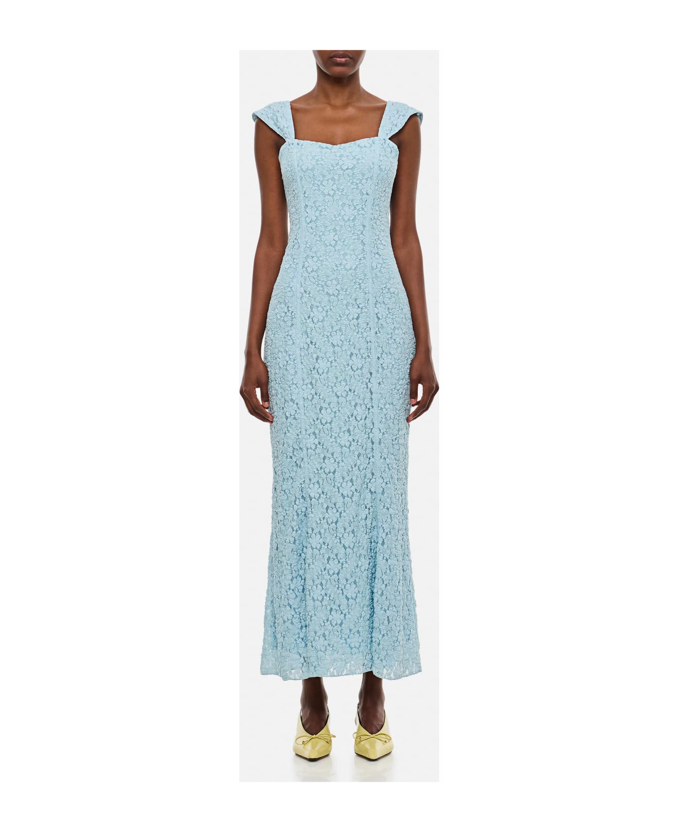 Rotate by Birger Christensen Lace Wide Strap Dress - Clear Blue