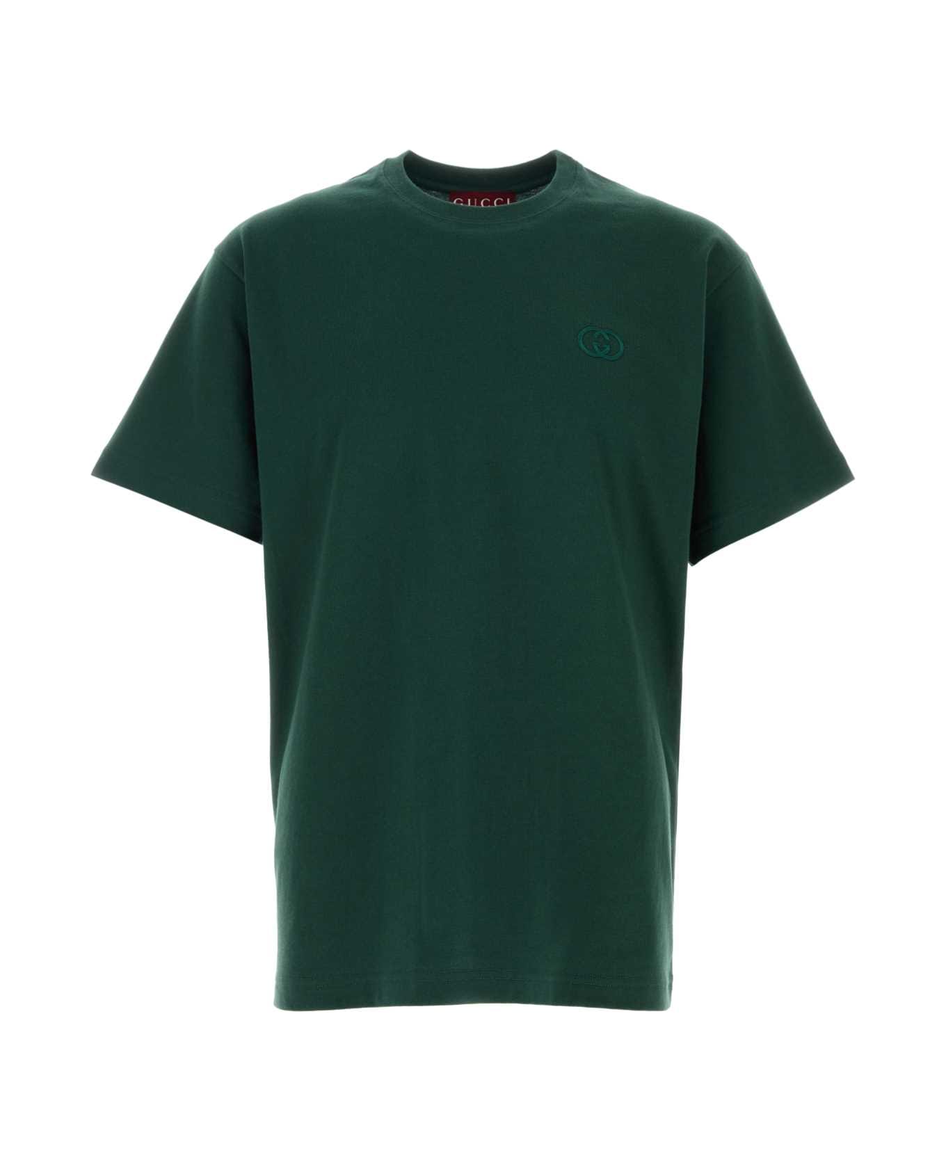 Gucci Bottle Green Cotton T-shirt - GREEN