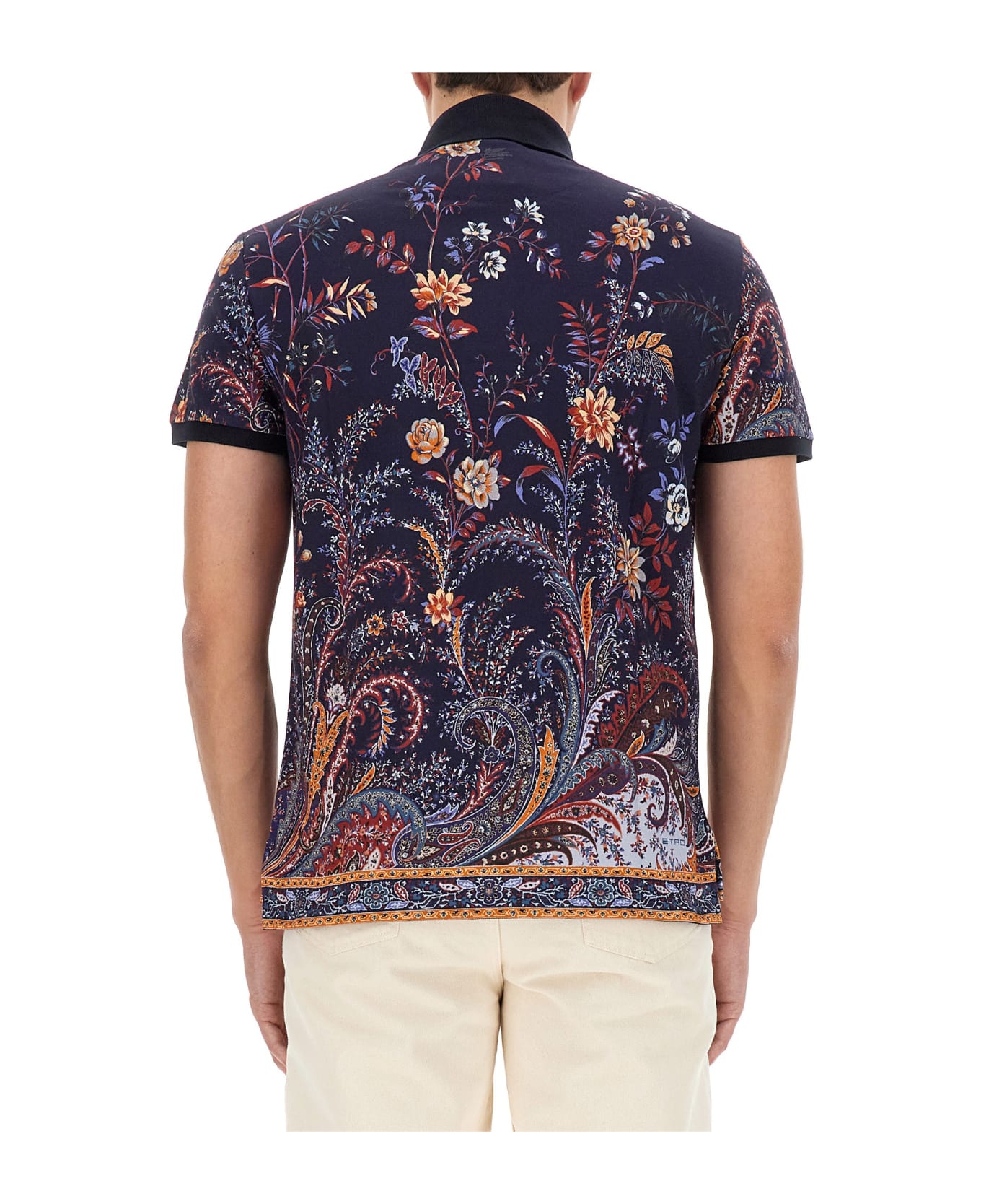 Etro Polo Shirt With Floral Paisley Print - BLUE