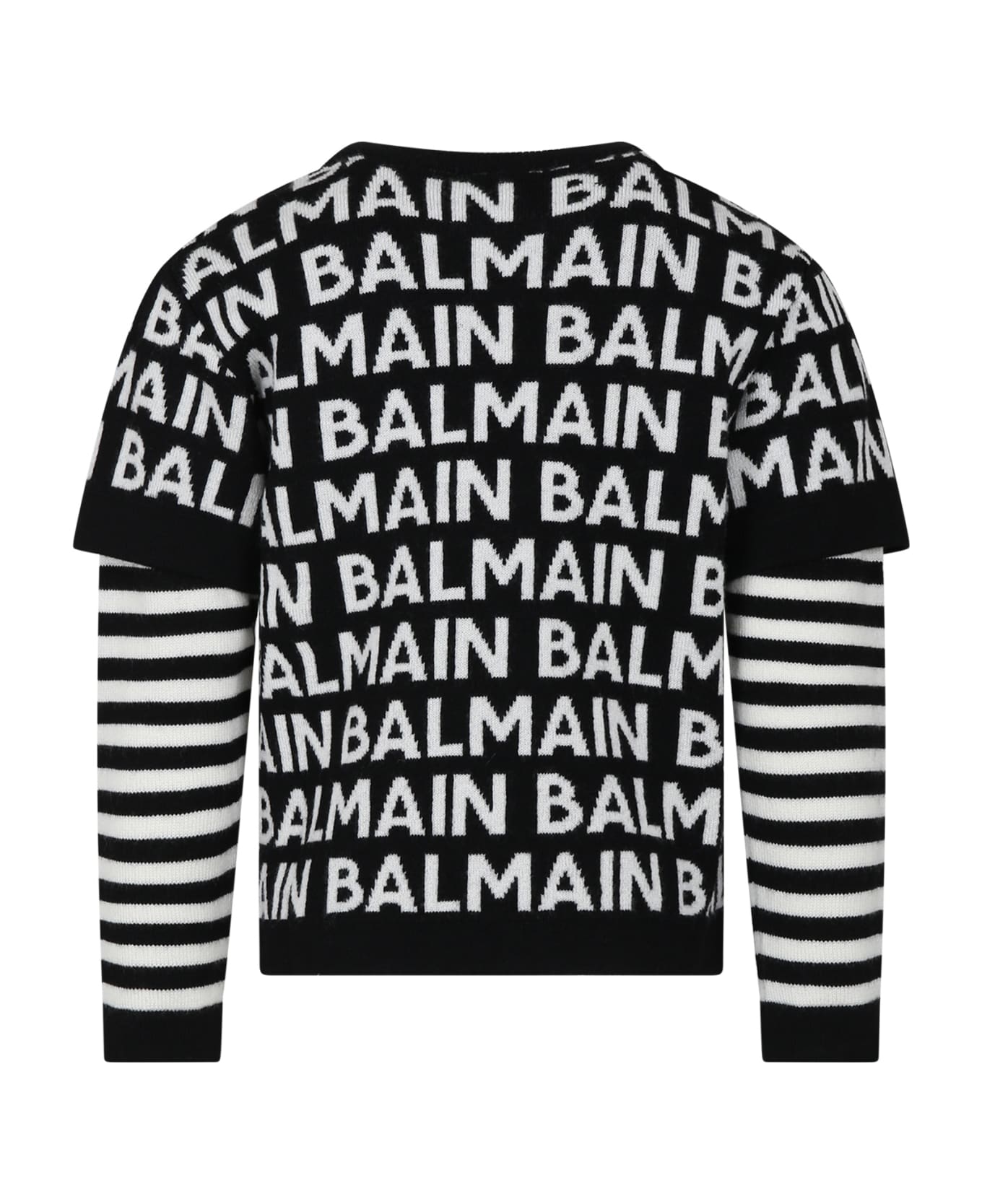 Balmain Black Sweater For Kids With Logo - Black