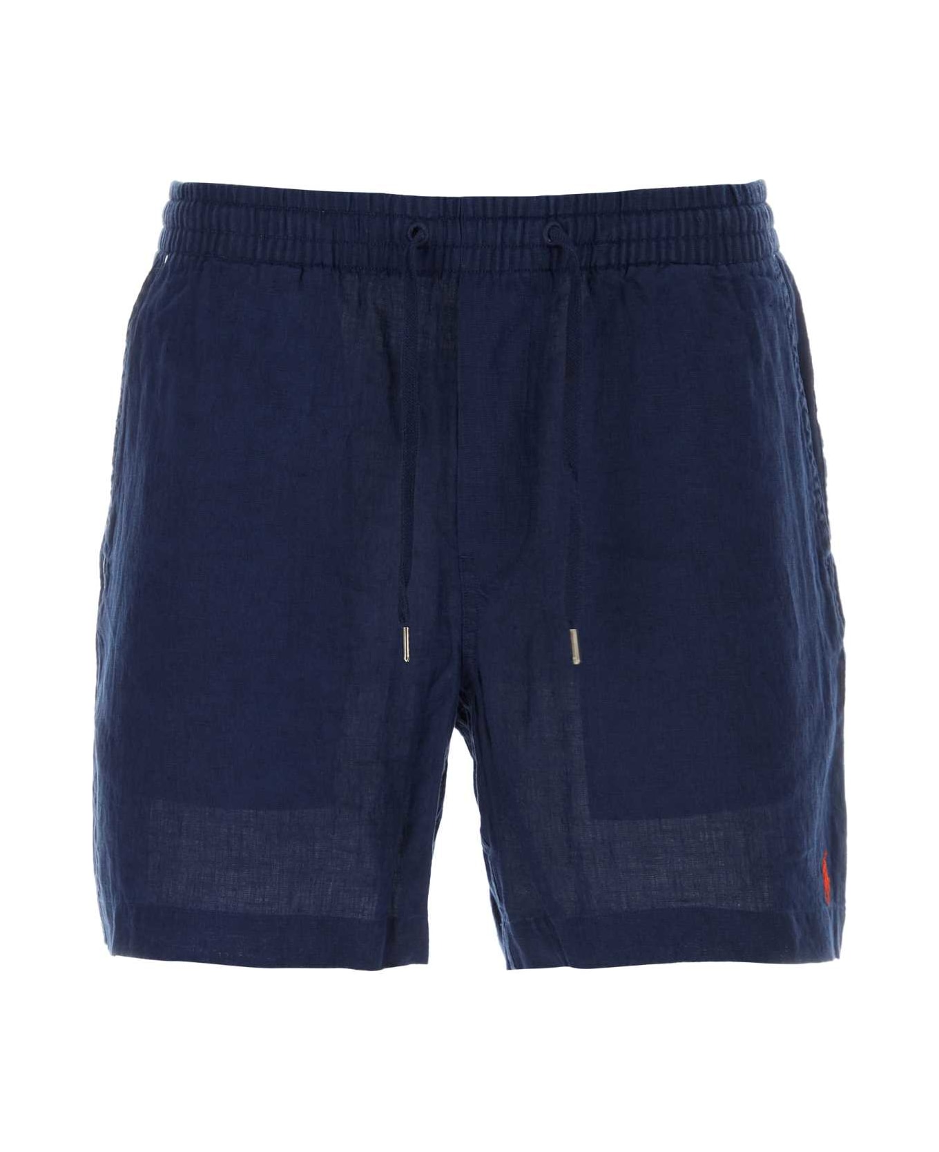 Polo Ralph Lauren Navy Blue Linen Bermuda Shorts - NAVY