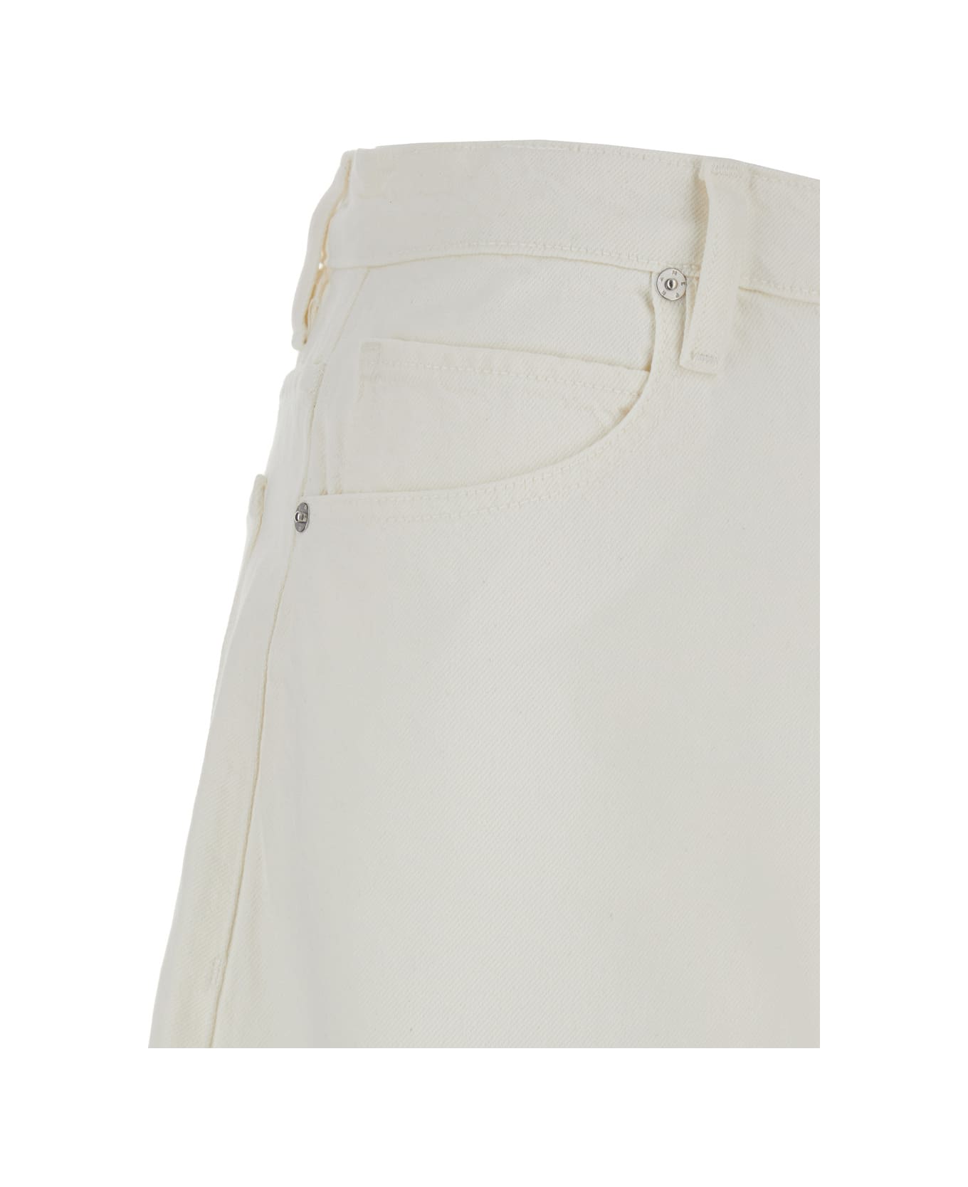 Frame White Denim Midi Skirt In Cotton Woman - White スカート