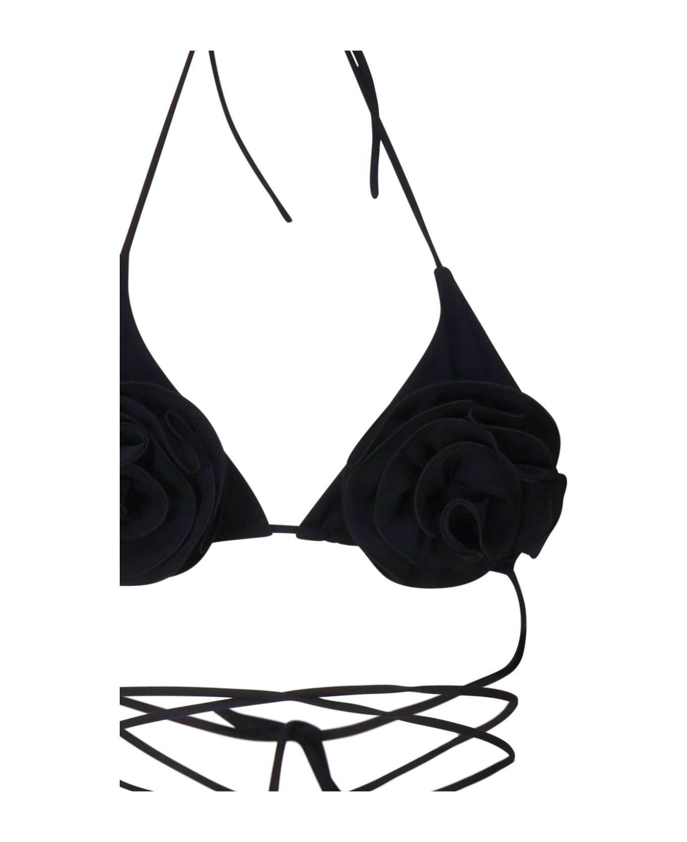 Magda Butrym Triangle Bikini Top With Floral Straps - Black