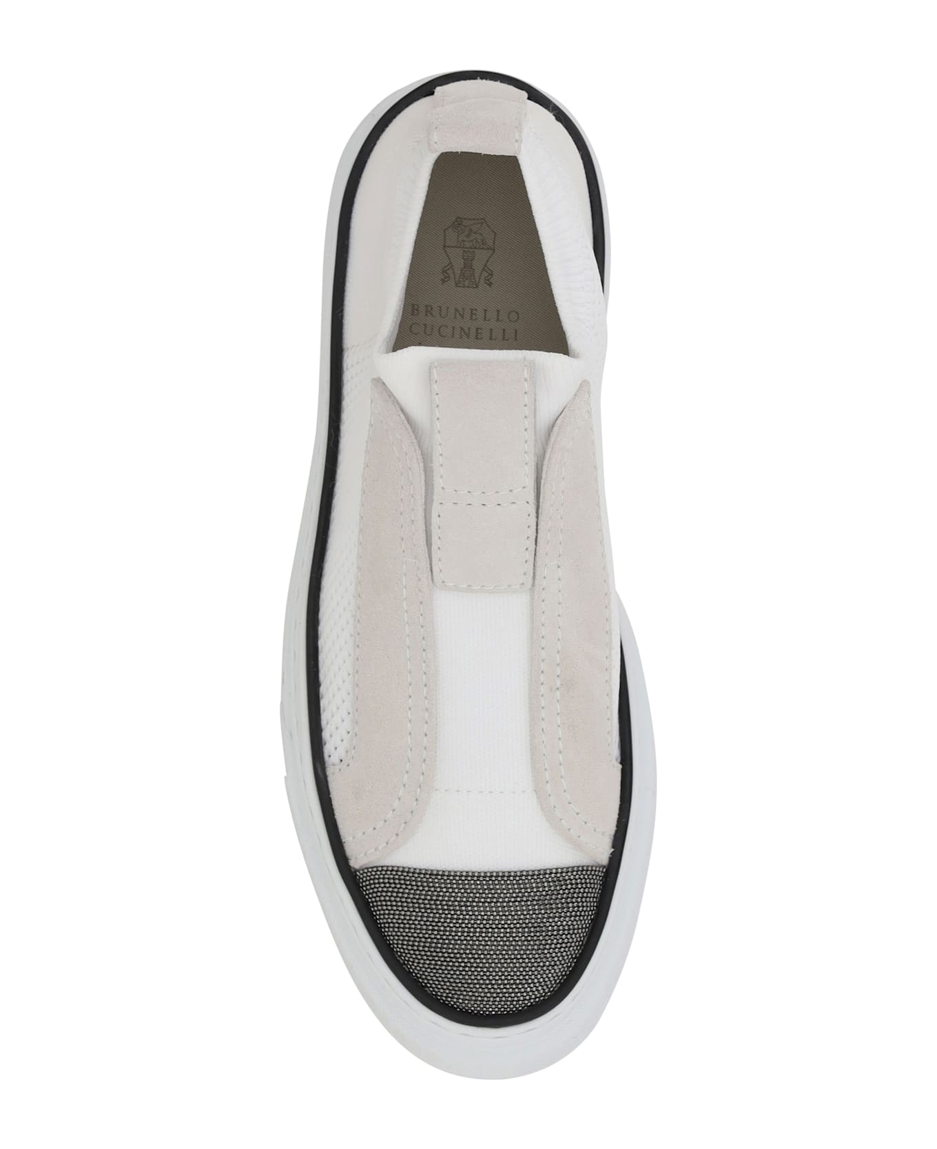 Brunello Cucinelli Knitted Slip-on Sneakers With Suede Details And Precious Toe - Blu