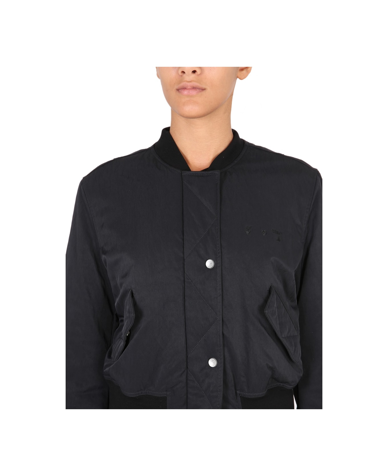 Off-White Bomber Con Stampa Logo - BLACK
