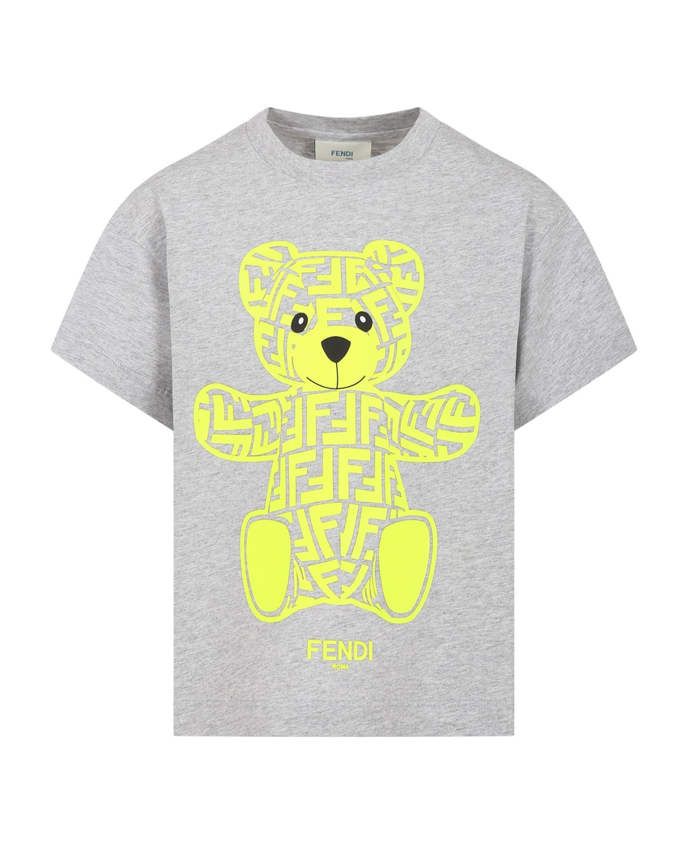 Fendi Grey T-shirt For Kids With Double F - Grey