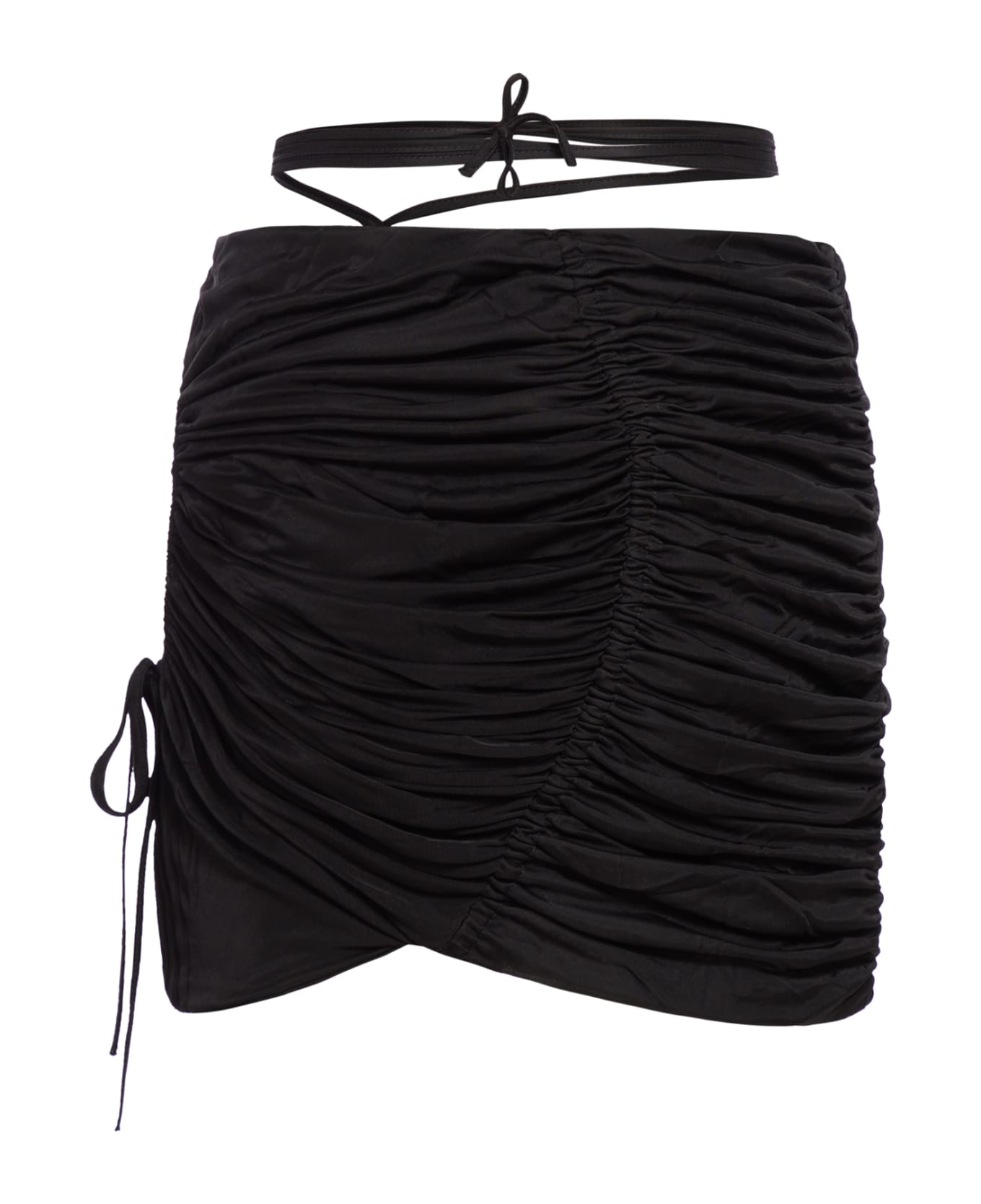 ANDREĀDAMO Draped Jersey Mini Skirt With Cut-out An - Black