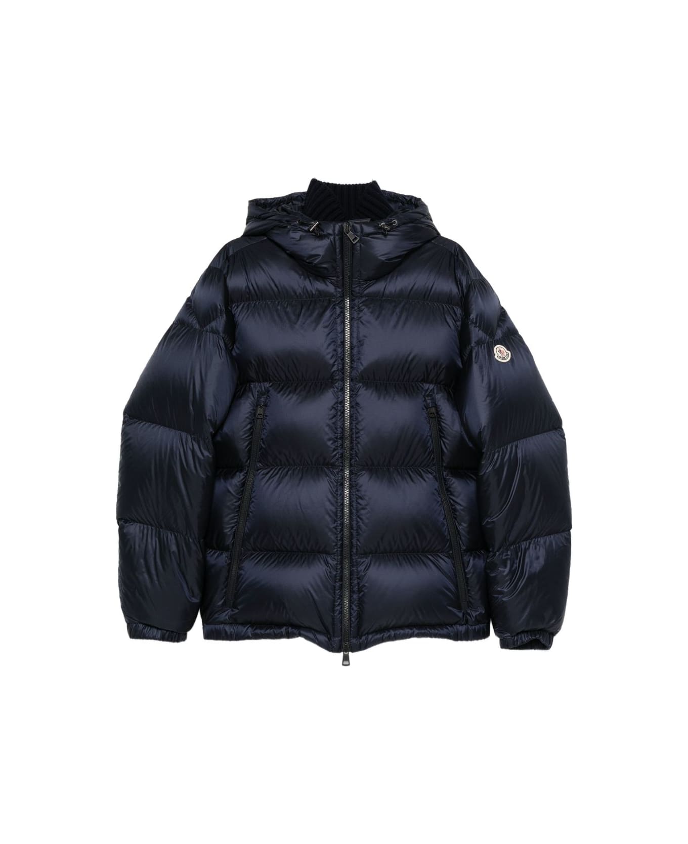 Moncler Zip-up Coat With Hood - Blue
