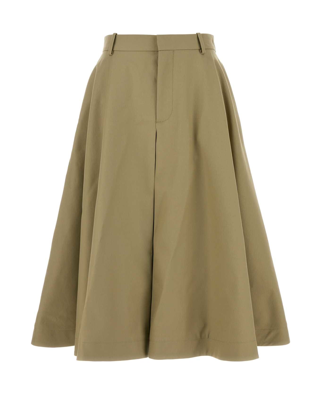 Bottega Veneta Khaki Cotton Skirt - TRAVERTINO