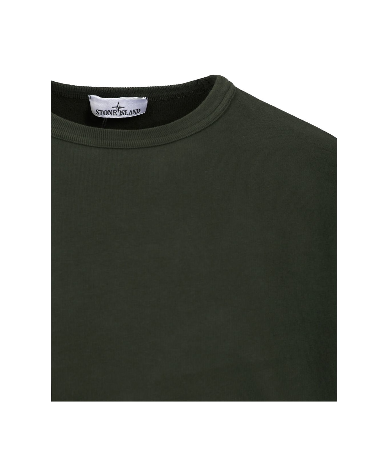 Stone Island Crewneck Sweatshirt In Brushed Organic Cotton - 0 Nero