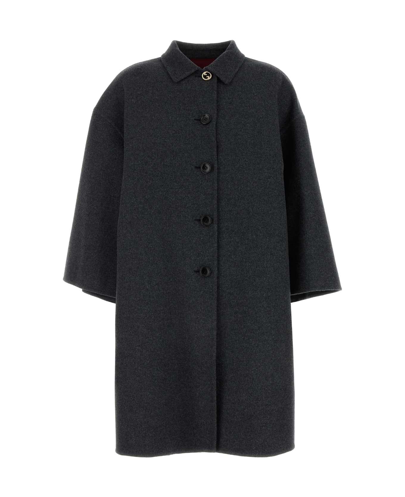 Gucci Dark Grey Wool Blend Coat - GREYMELANGEMIX