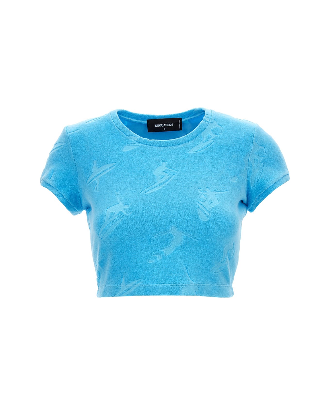 Dsquared2 T-shirt Cropped 'surfer' - Light Blue