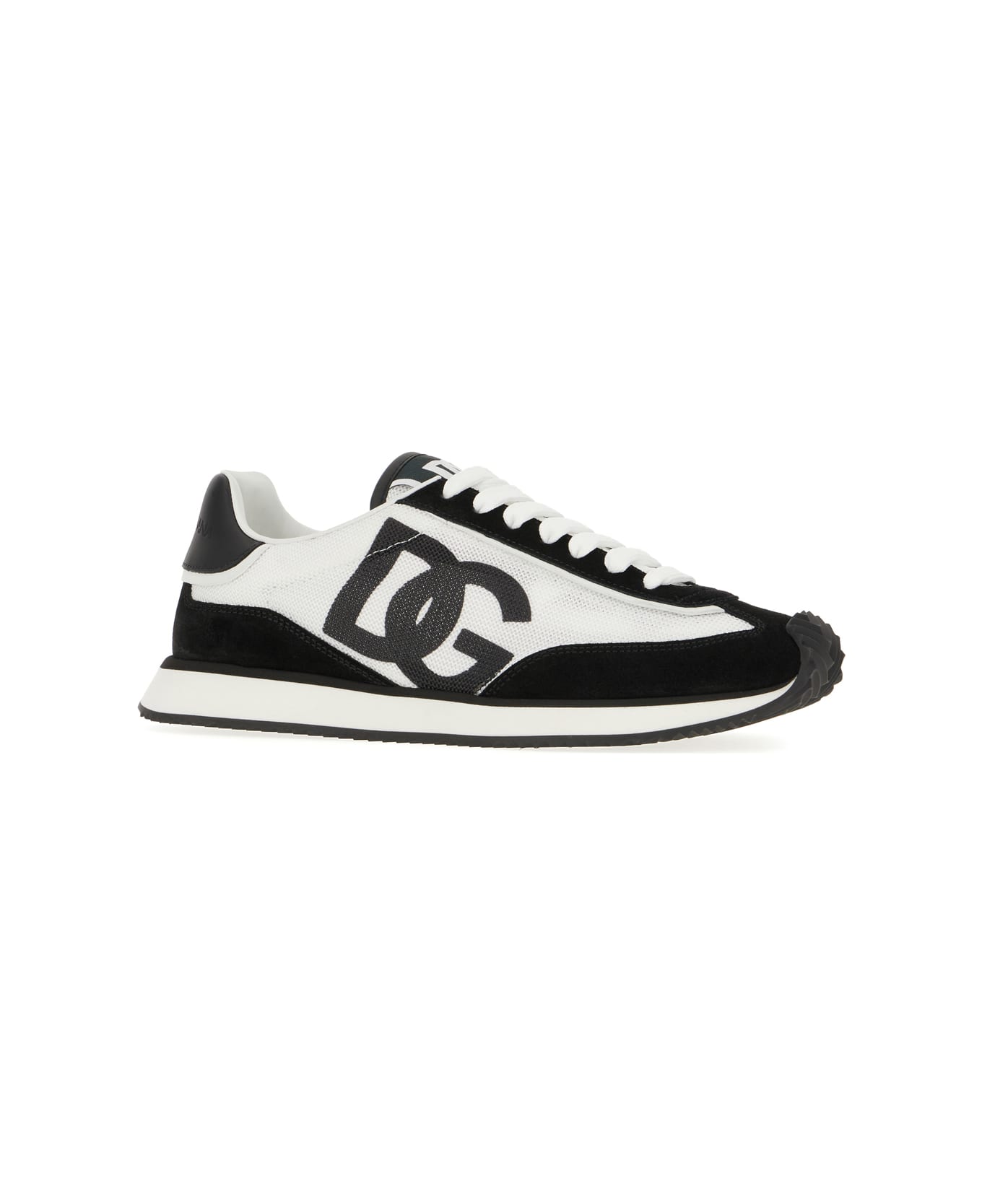 Dolce & Gabbana Multicolor Mesh And Split Leather Cushion Sneakers - BIANCO NERO