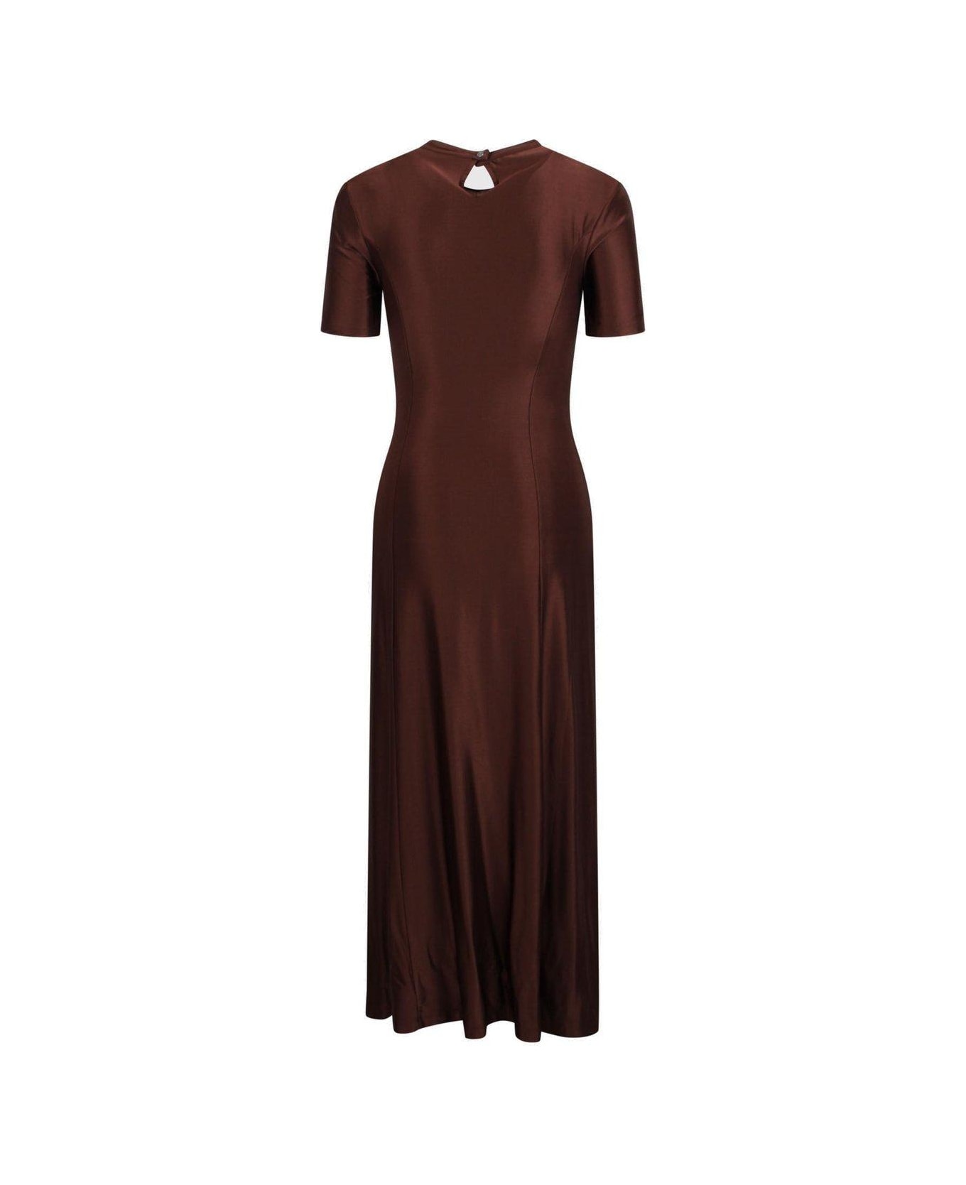 Paco Rabanne Ruched Detailed Midi Dress - Brown