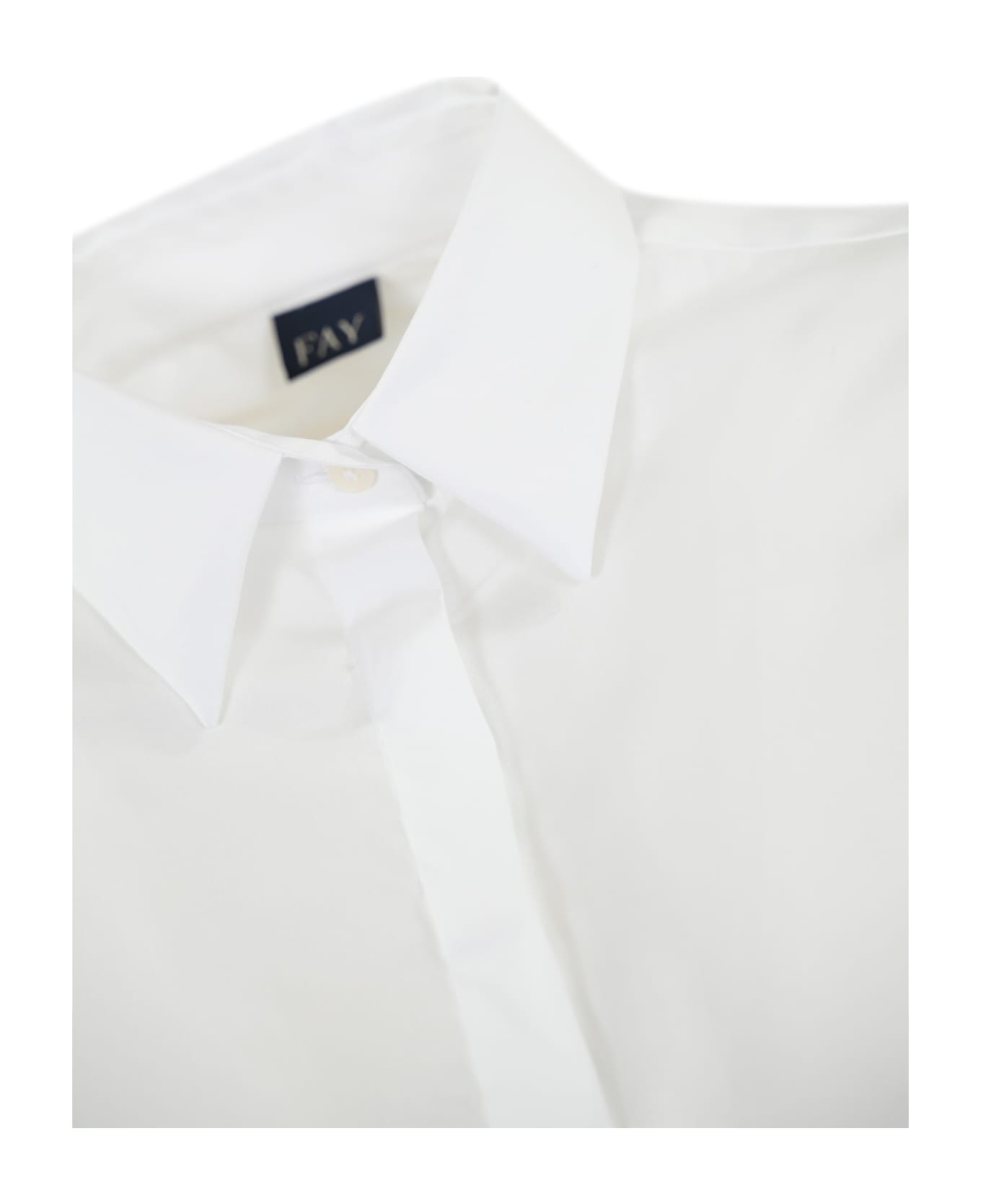 Fay Poplin Shirt With Italian Collar - Bianco