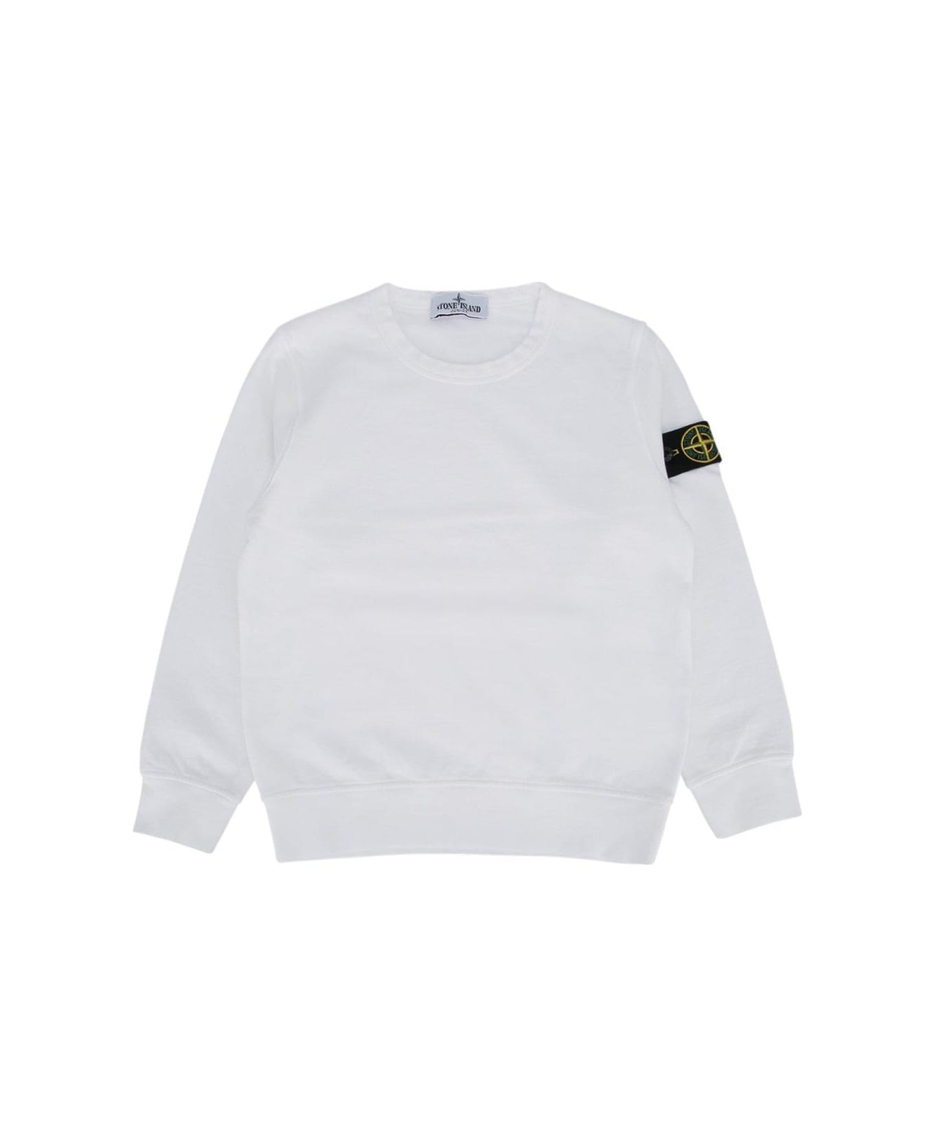 Stone Island Junior Logo-patch Crewneck Sweatshirt - White