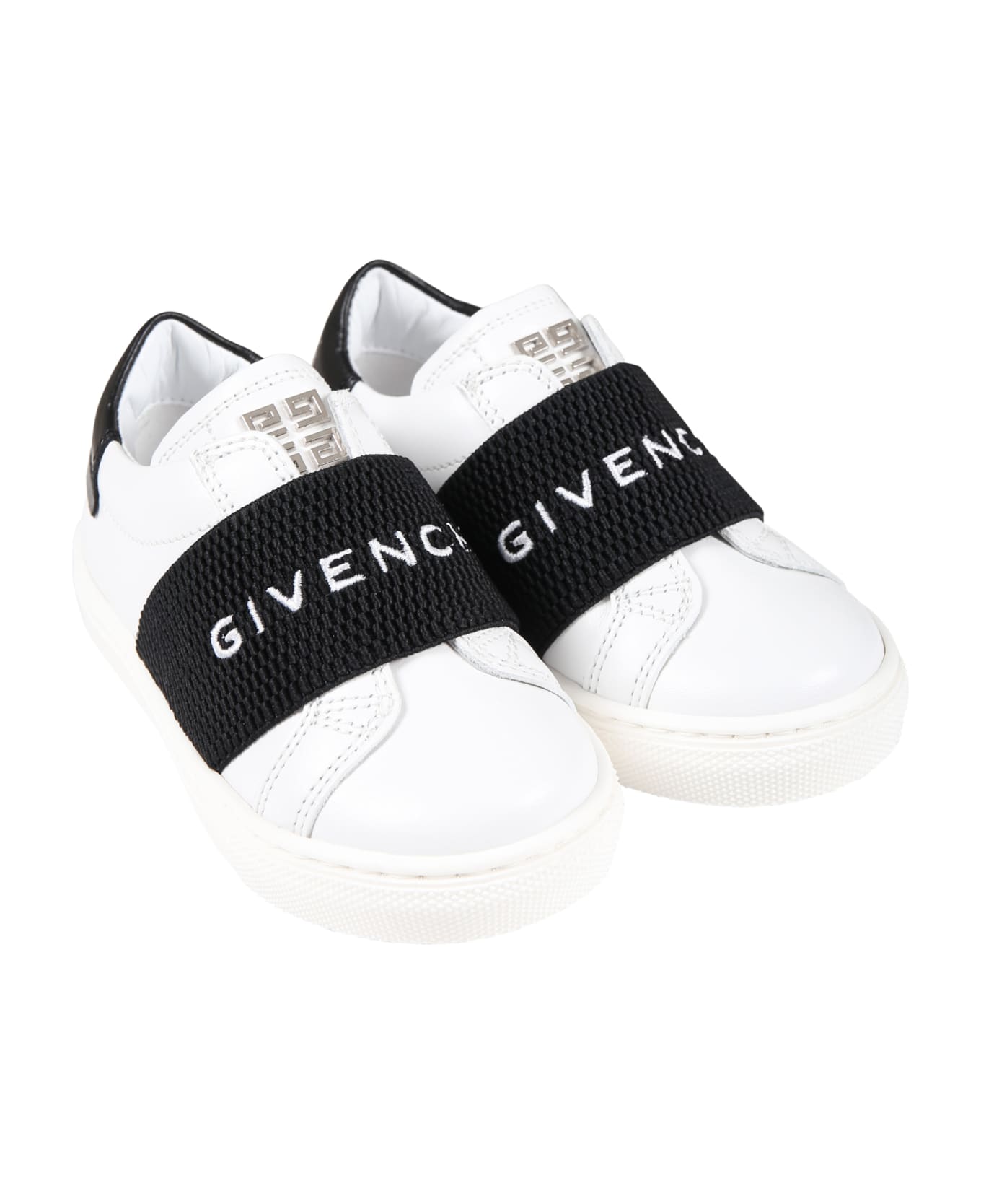 Givenchy White Sneakers For Babies With Logoed  Black Band - White