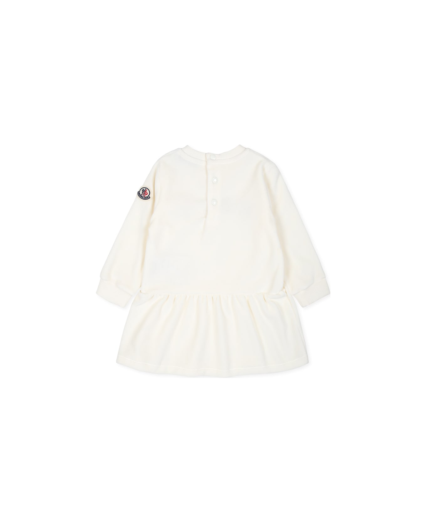 Moncler Ivory Dress For Baby Girl With Logo - Ivory