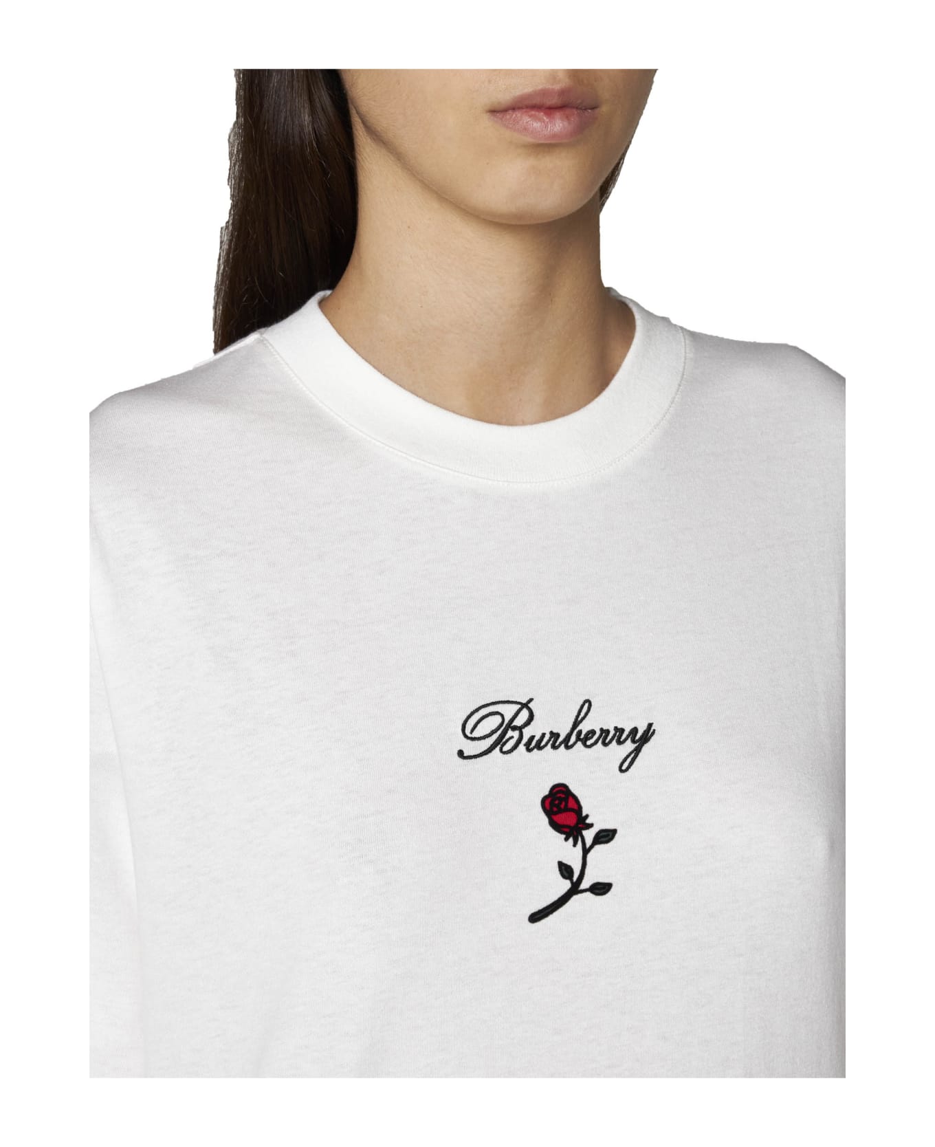 Burberry Logo Embroidered Crewneck T-shirt - Rain