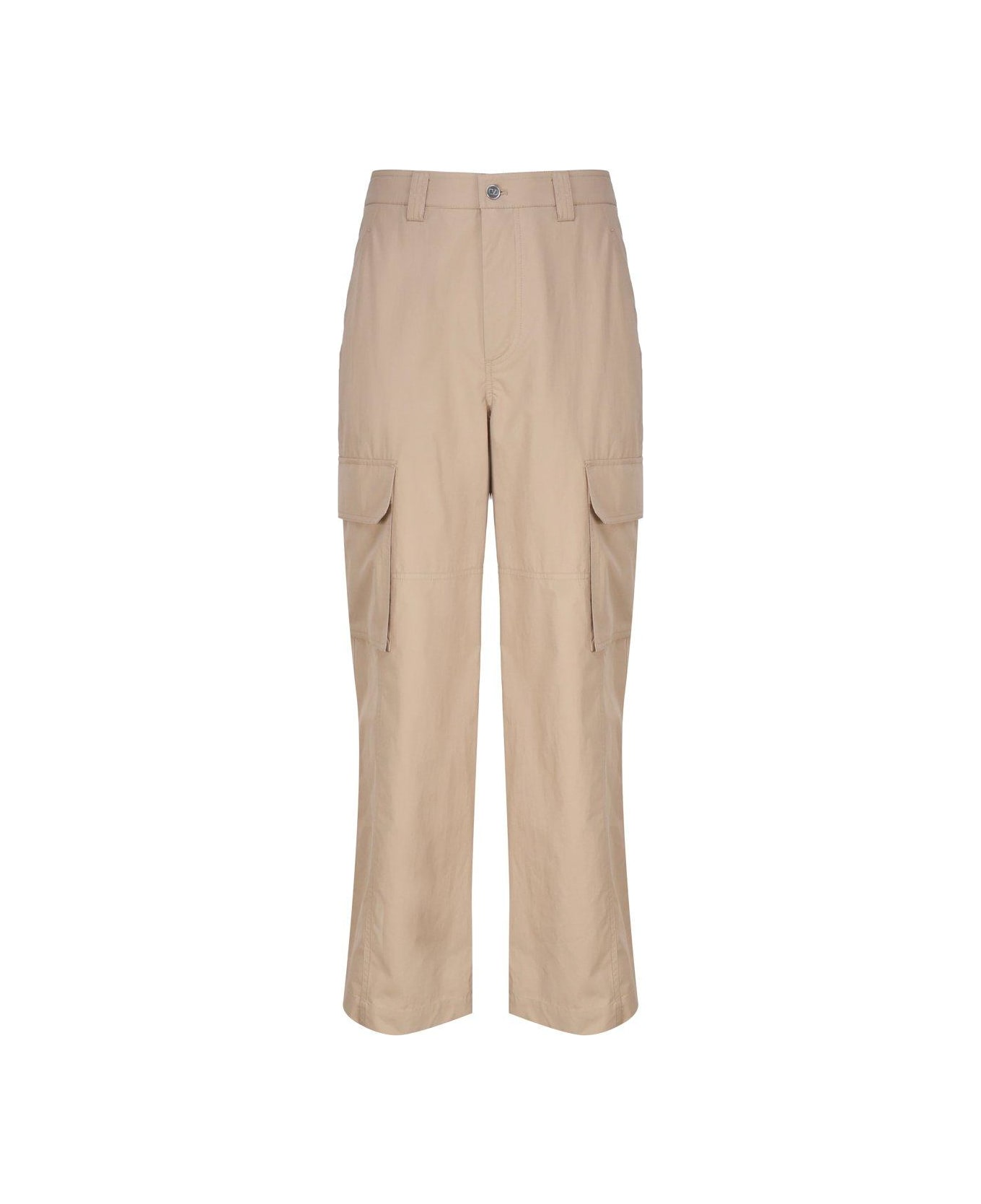 Valentino Button Detailed Straight Leg Pants - Beige ボトムス